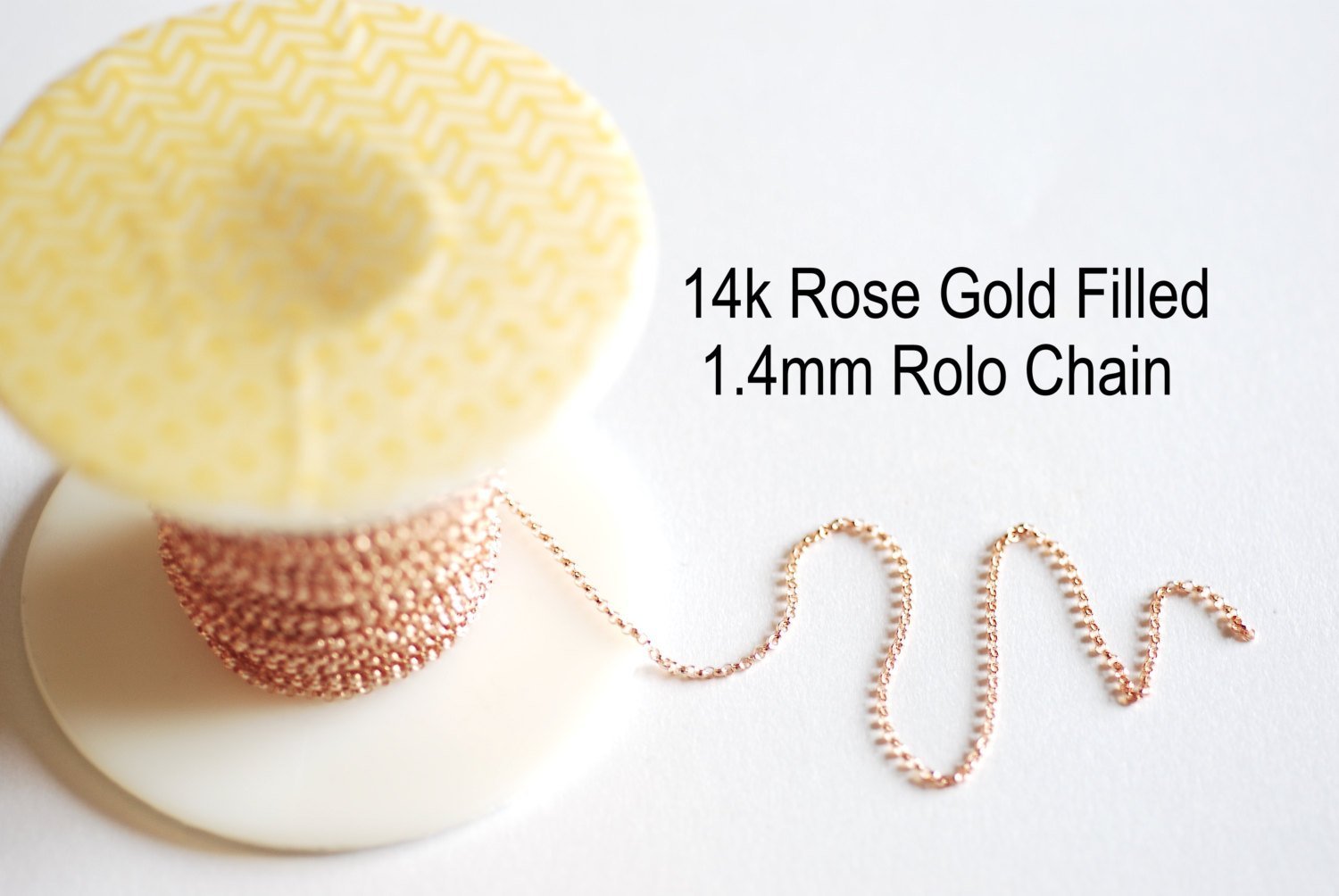 1.4mm Rolo Chain, Rose Gold-Filled, Bulk Pay Per Foot Uncut Spools For Jewelers
