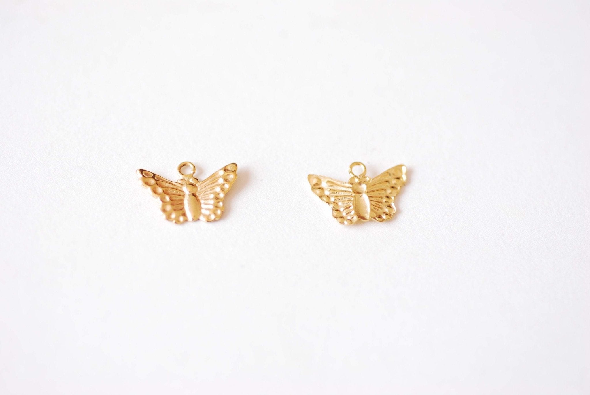 Gold Butterfly Charm Wholesale, Gold-Filled or Sterling Silver, 12mm, Butterfly Insect Jewelry Making Charm