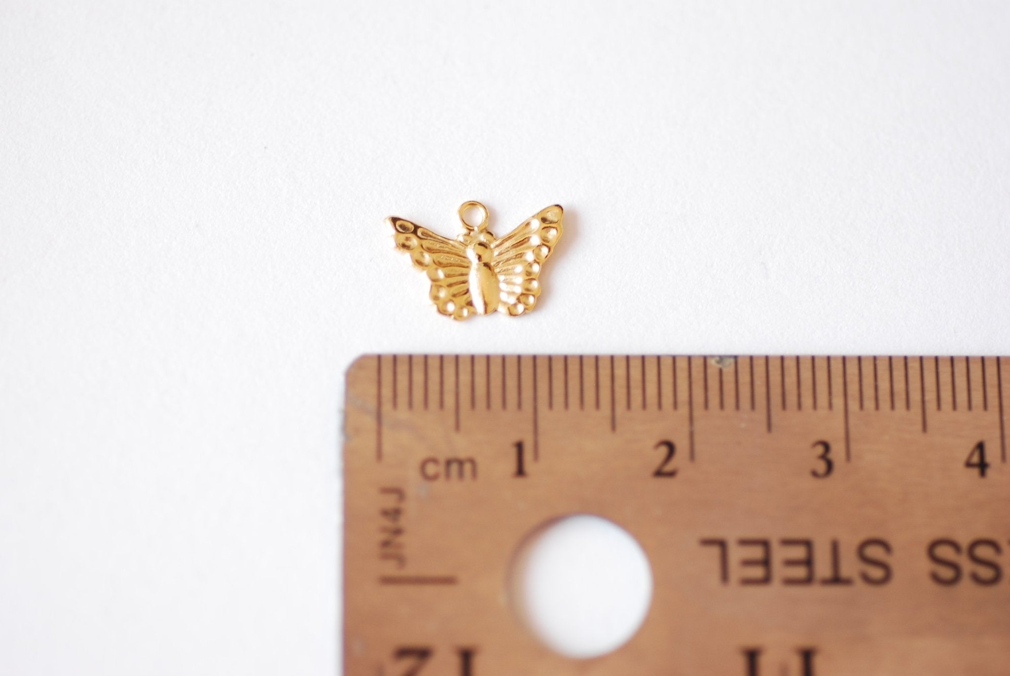 Gold Butterfly Charm Wholesale, Gold-Filled or Sterling Silver, 12mm, Butterfly Insect Jewelry Making Charm