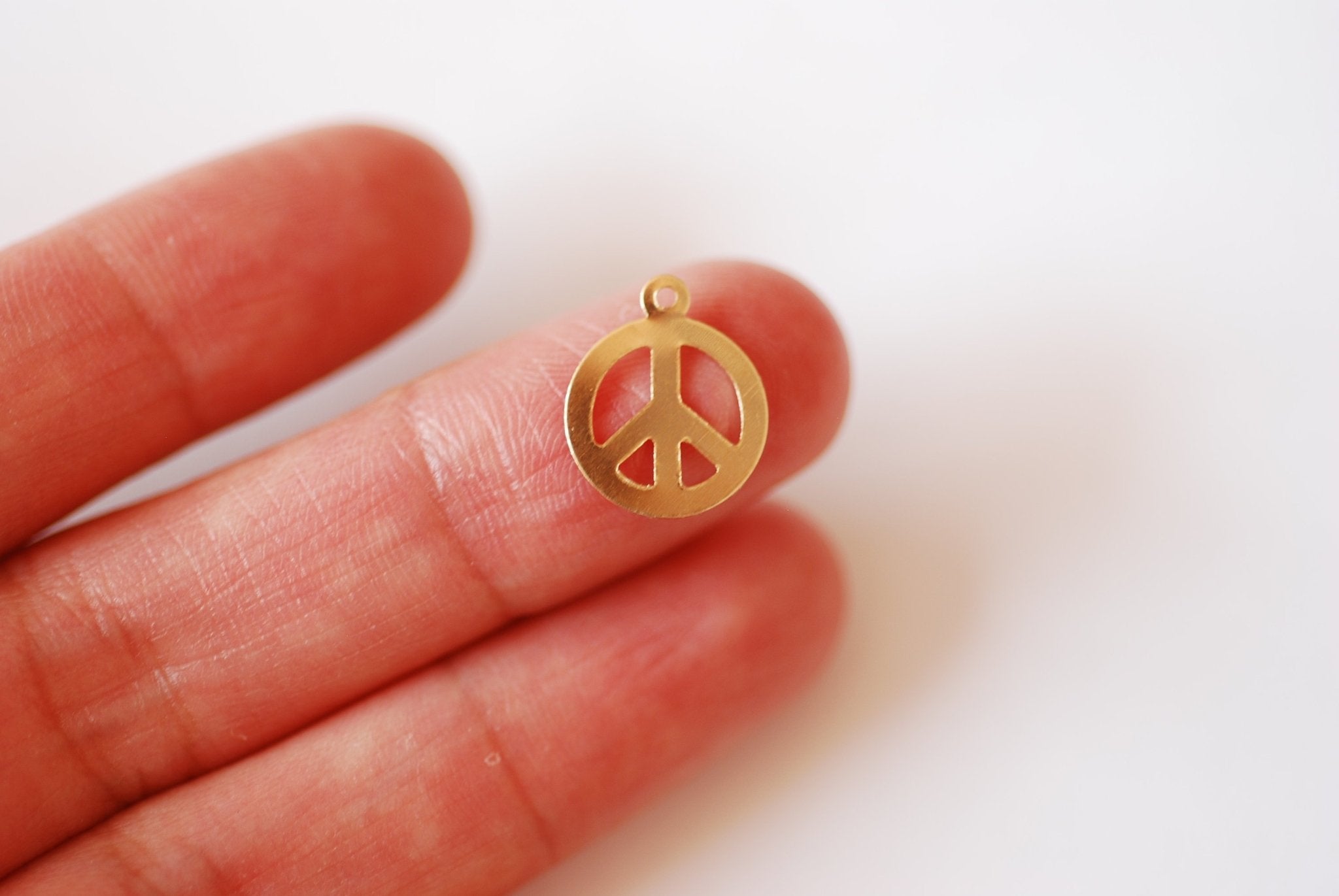 2 PCS 14k Gold Filled or Sterling Silver Round Peace Charm - Gold Silver Cut Out Peace Sign Round Flat Jewelry Making Wholesale Charms