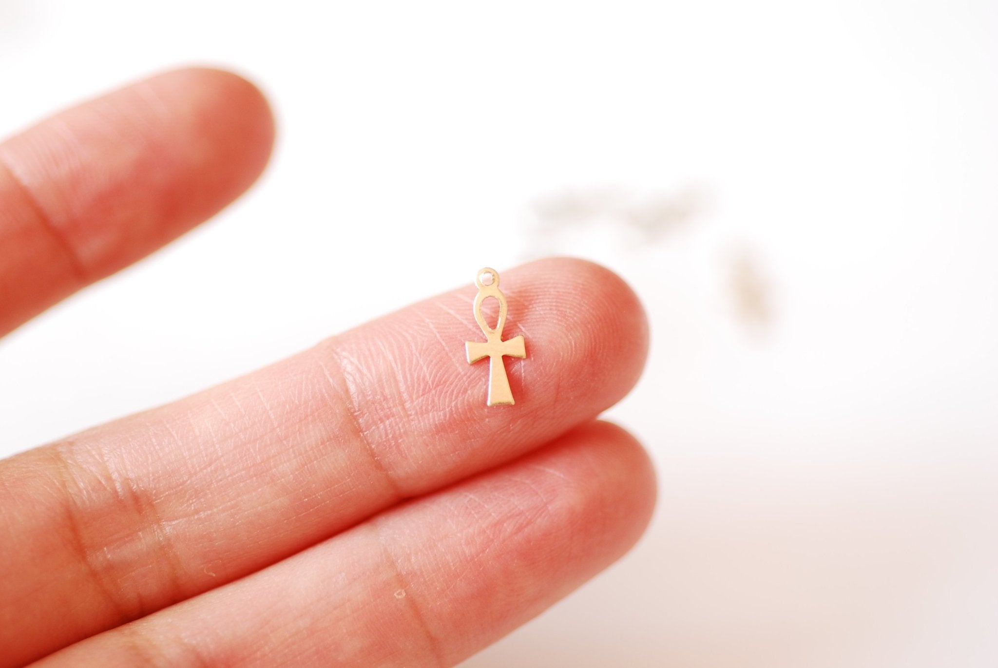 Gold Filled or Sterling Silver Cross Gold Silver Egyptian Ankh Life Charm Tiny Crosses Gold Filled Charms Findings