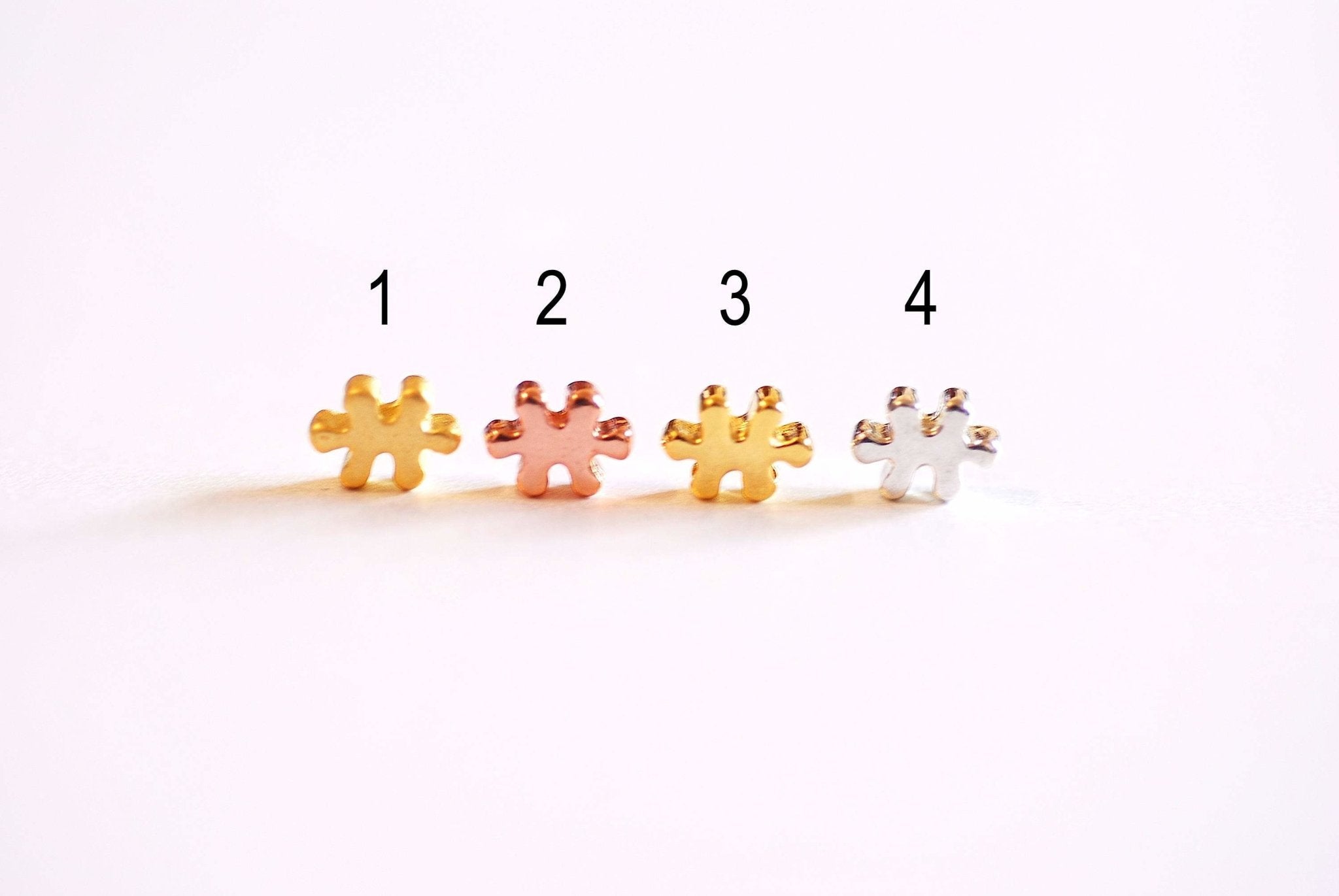 2 pcs Puzzle Beads- Gold, Sterling Silver, Rose gold, Puzzle Bead, Autism Awareness charm, jigsaw bead, puzzle charm, Puzzle Connector, 343 - HarperCrown