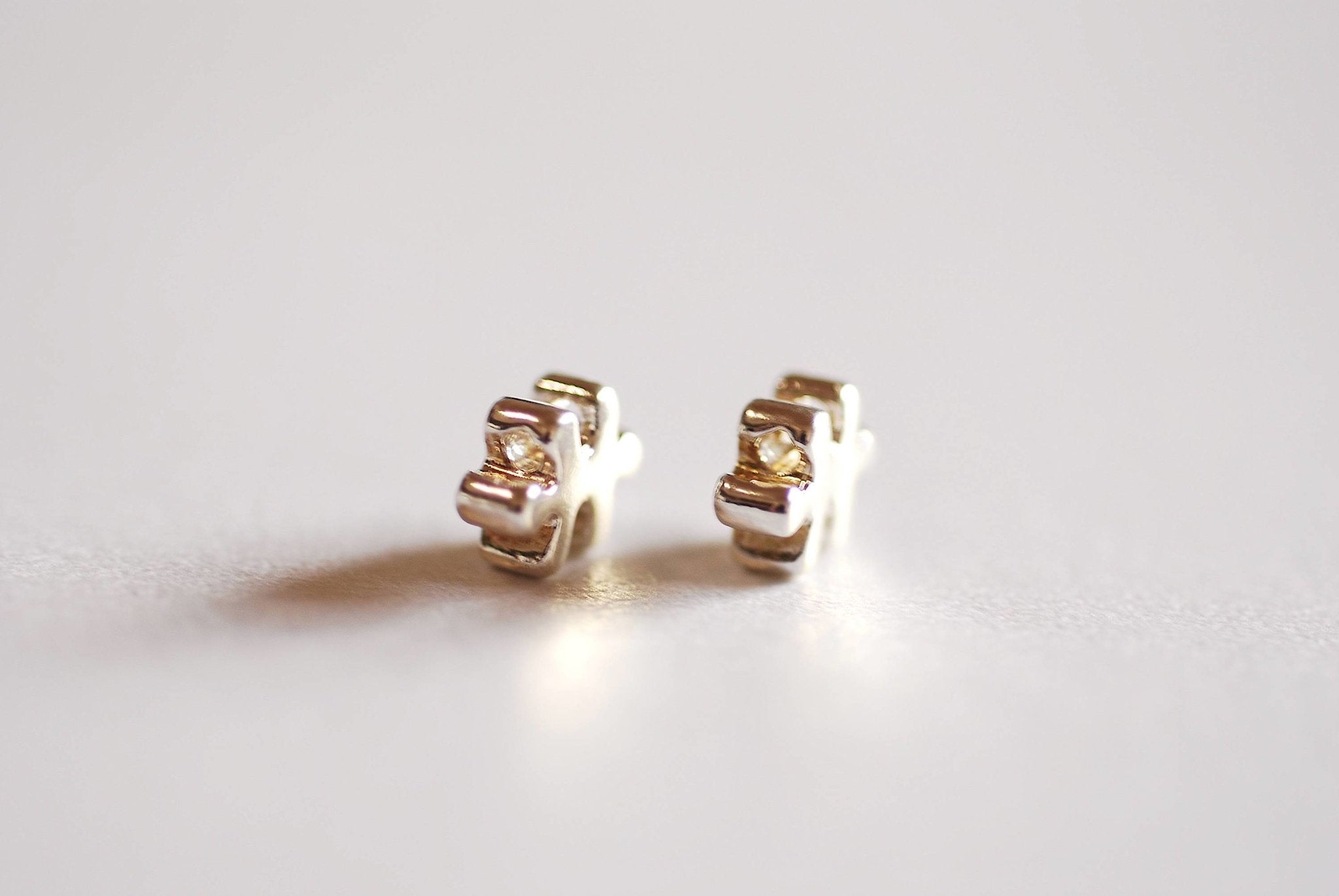 2 pcs Puzzle Beads- Gold, Sterling Silver, Rose gold, Puzzle Bead, Autism Awareness charm, jigsaw bead, puzzle charm, Puzzle Connector, 343 - HarperCrown