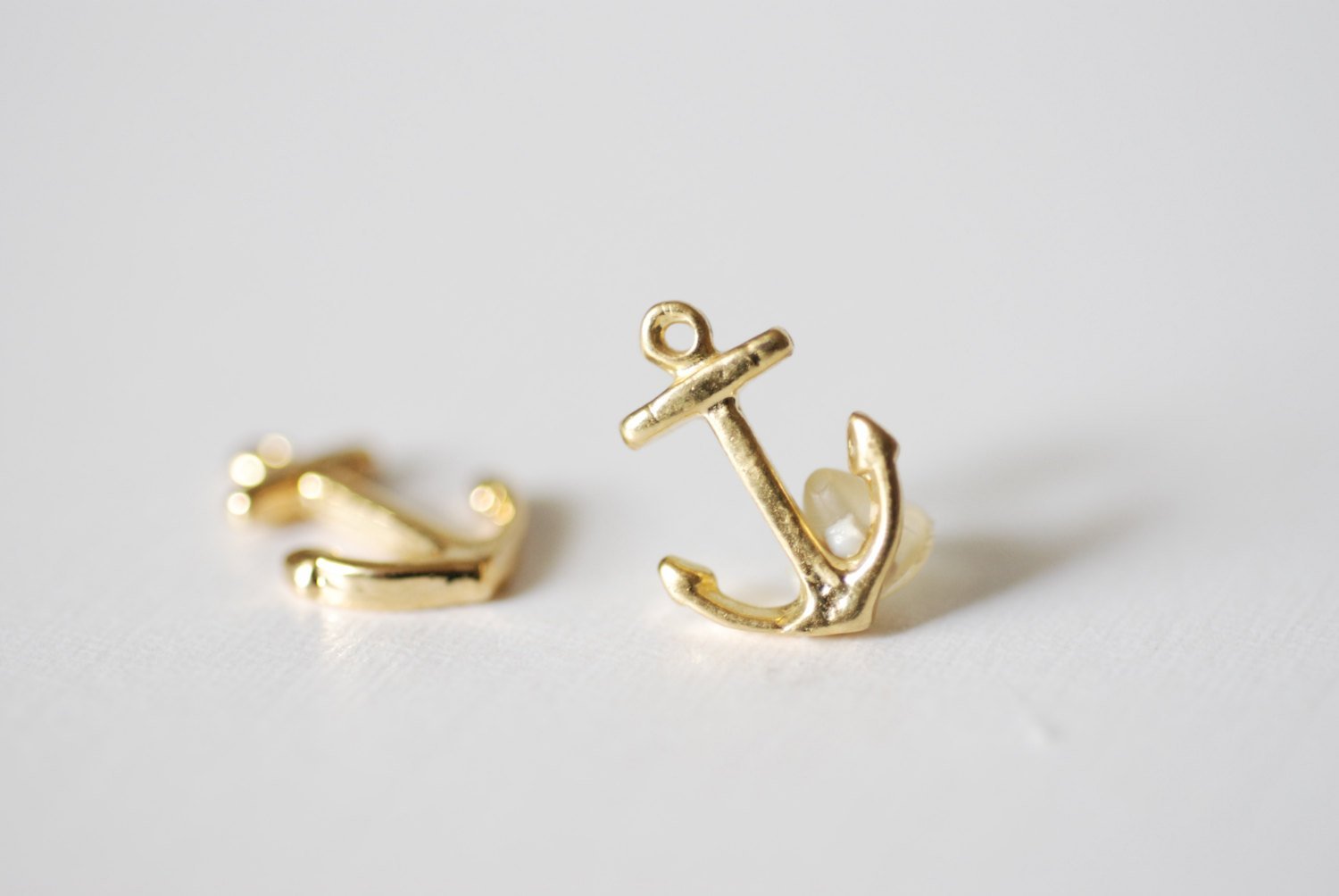 2 pcs Shiny Vermeil Gold Anchor Charm- 22k gold plated over Sterling Silver, Vermeil Rose Gold Anchor Pendant, Small Anchor, Nautical, 24 - HarperCrown