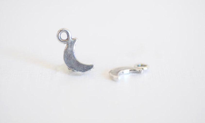 2 pcs Sterling Silver Crescent Moon Charms, Silver Half Moon, Glossy moon, Sterling Silver Tiny Moon Charm, Wholesale Vermeil Gold Charms - HarperCrown