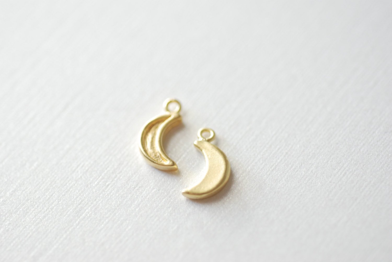 2 pcs Vermeil Gold Crescent Moon Charms, 18k gold over Sterling Silver, Vermeil Gold Half Moon, Matte moon, Wholesale Vermeil Gold Charms - HarperCrown