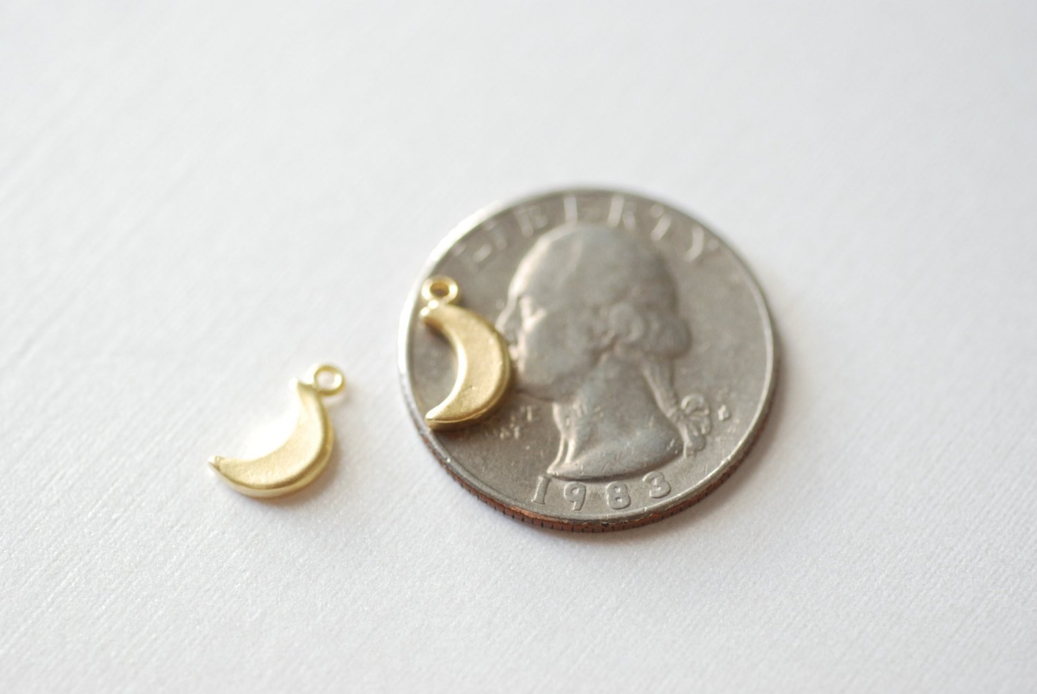 2 pcs Vermeil Gold Crescent Moon Charms, 18k gold over Sterling Silver, Vermeil Gold Half Moon, Matte moon, Wholesale Vermeil Gold Charms - HarperCrown