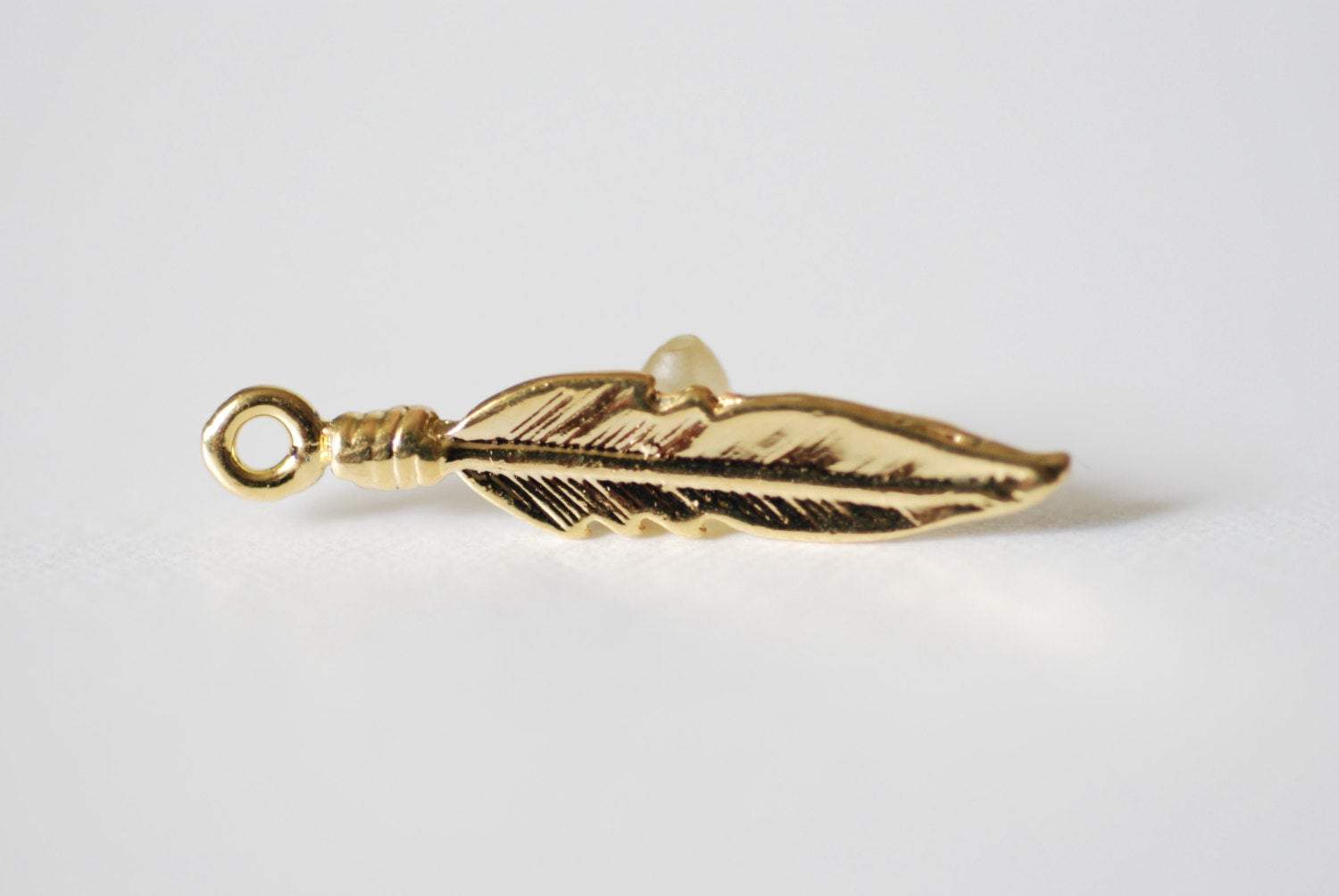 2 pcs Vermeil Gold Feather Charm -18k gold plated over sterling silver, Vermeil Gold Small Bird Feather Charms, Tribal Feather Charms - HarperCrown