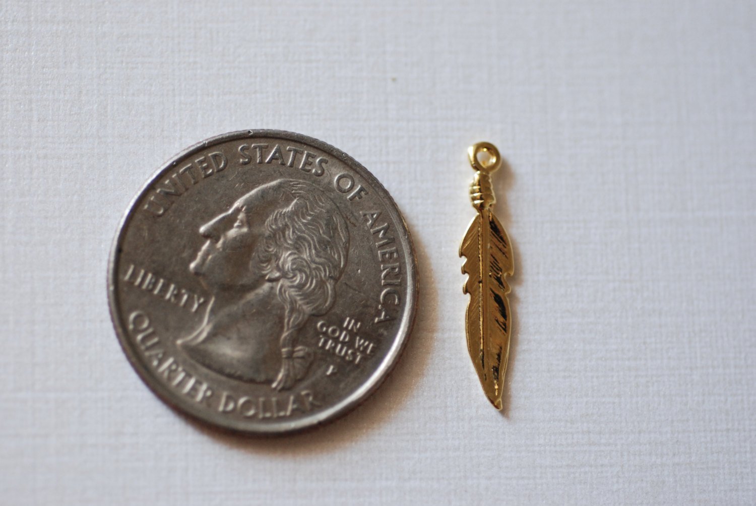 2 pcs Vermeil Gold Feather Charm -18k gold plated over sterling silver, Vermeil Gold Small Bird Feather Charms, Tribal Feather Charms - HarperCrown