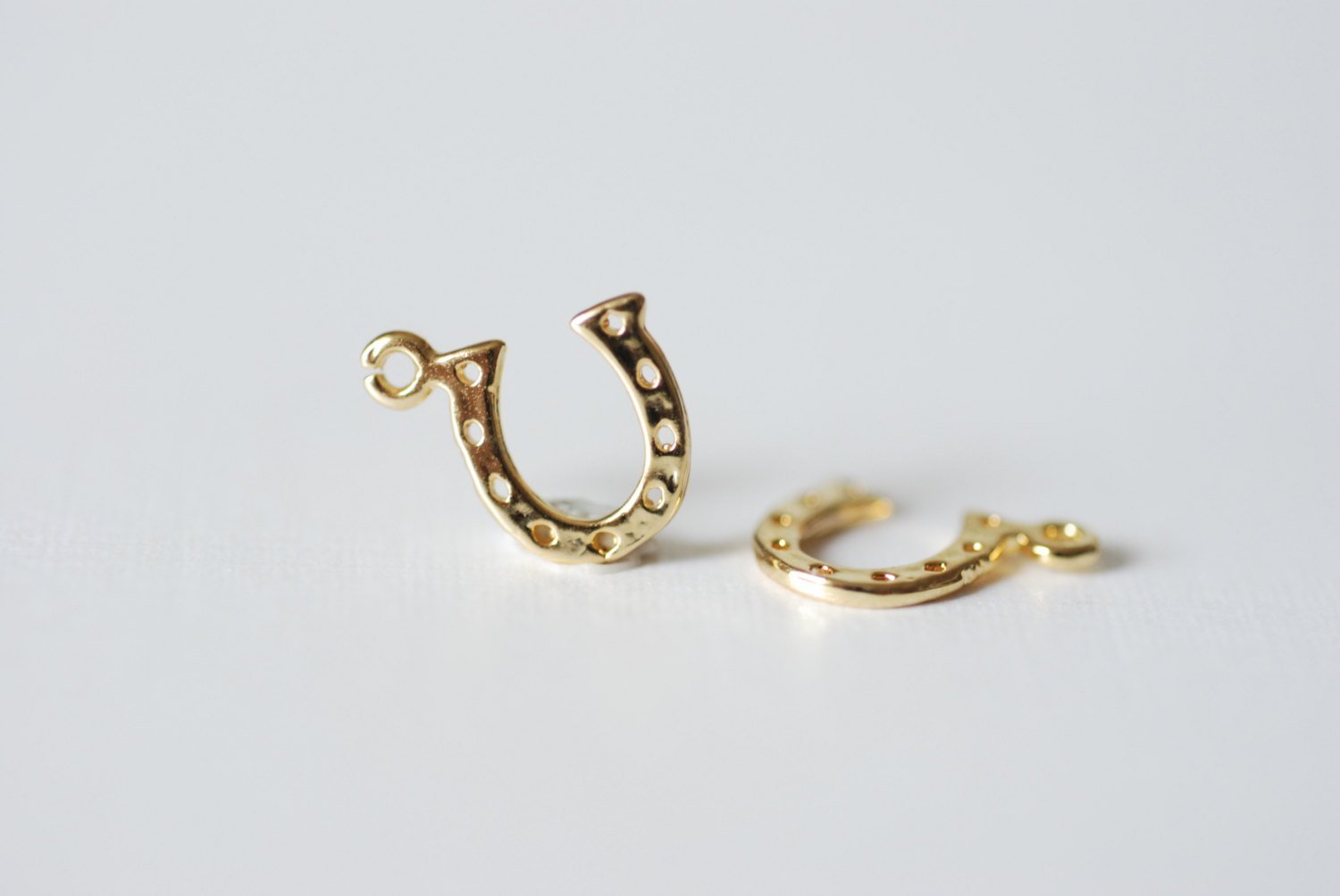 2 pcs Vermeil Gold Horseshoe Charm- 18k gold over 925 sterling silver small horseshoe charms, gold horseshoe ,horse shoe, shiny gold - HarperCrown