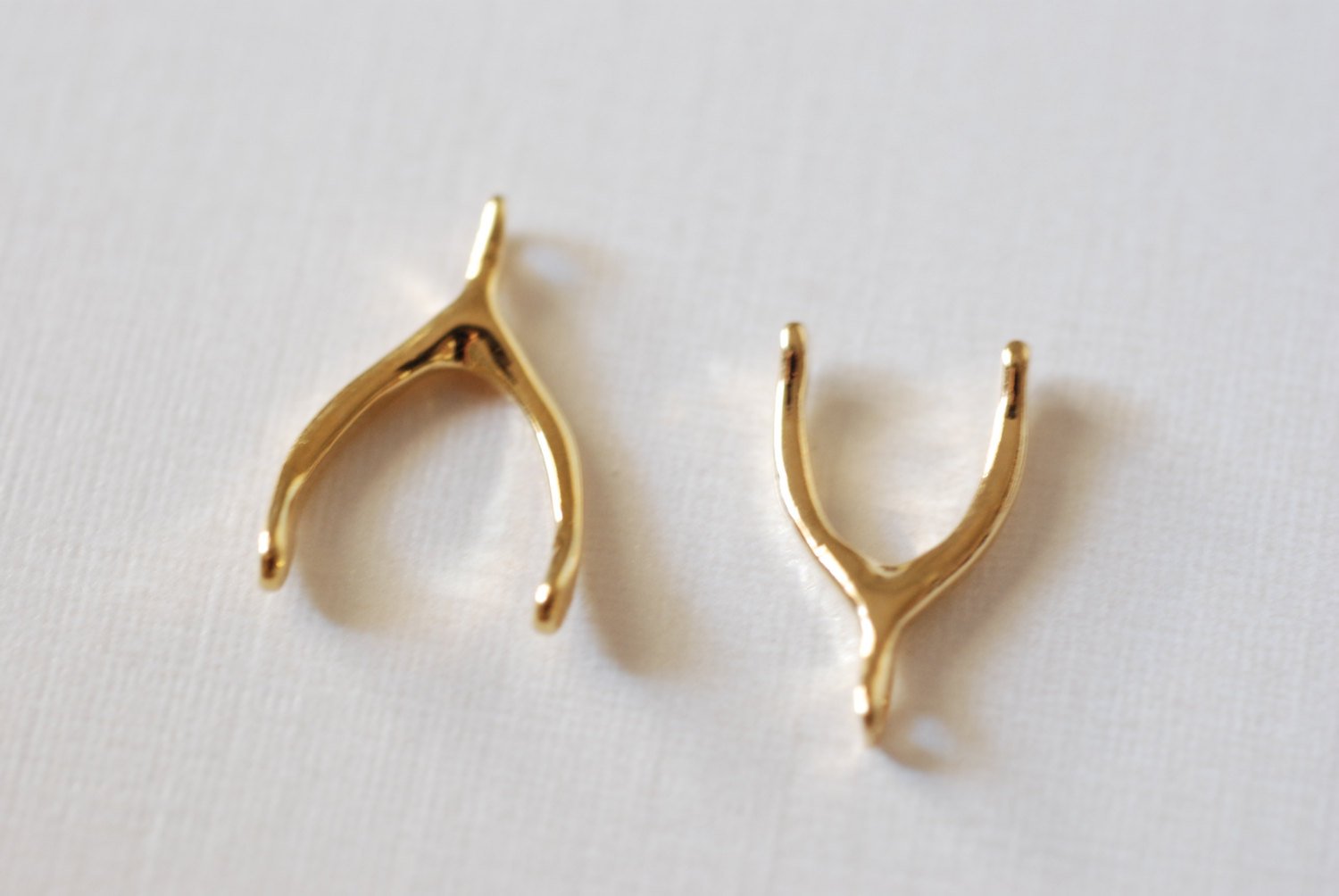 2 pcs Vermeil Gold Wishbone - 18k gold over sterling Silver Wishbone Pendant, Gold Wishbone Charm, Lucky Wishbone, Wholesale Beads, 7 - HarperCrown