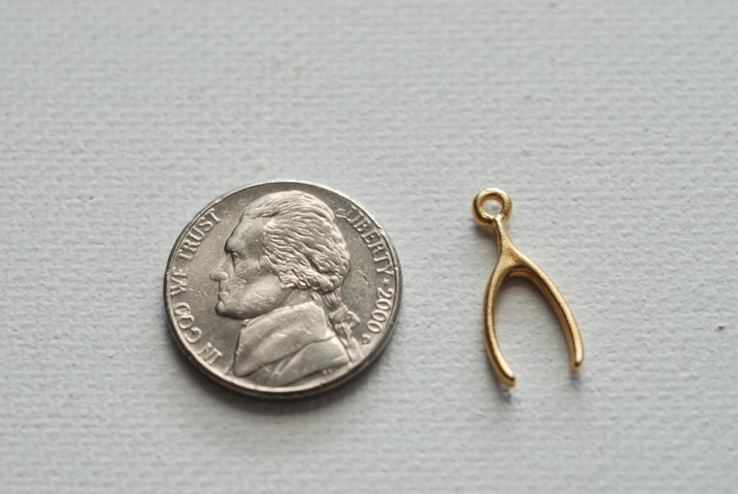 2 pcs Vermeil Gold Wishbone, 18kt gold plated over Sterling Silver, Matte Wishbone, Wishbone Charm, Wishbone Pendant, Lucky Wishbone, 37 - HarperCrown