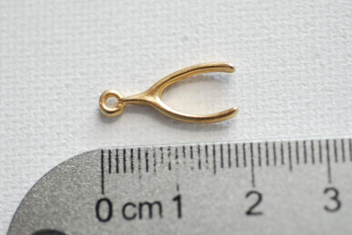 2 pcs Vermeil Gold Wishbone, 18kt gold plated over Sterling Silver, Matte Wishbone, Wishbone Charm, Wishbone Pendant, Lucky Wishbone, 37 - HarperCrown