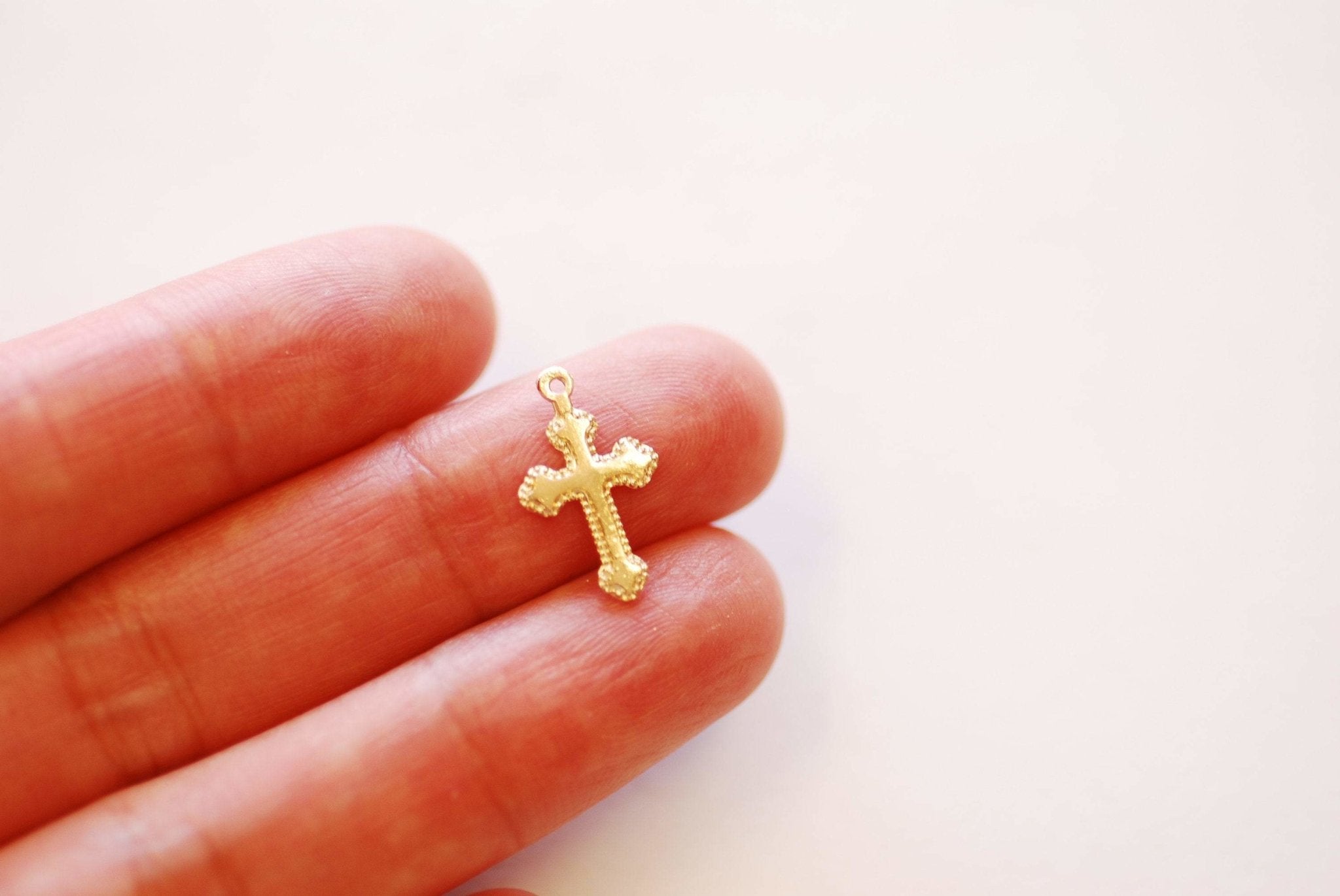 2 pieces 14k Gold Filled Ornate Cross Charm - Gold Filled Rosary Christian Catholic Jesus Small Cross Faith Rope Cross Blank - HarperCrown