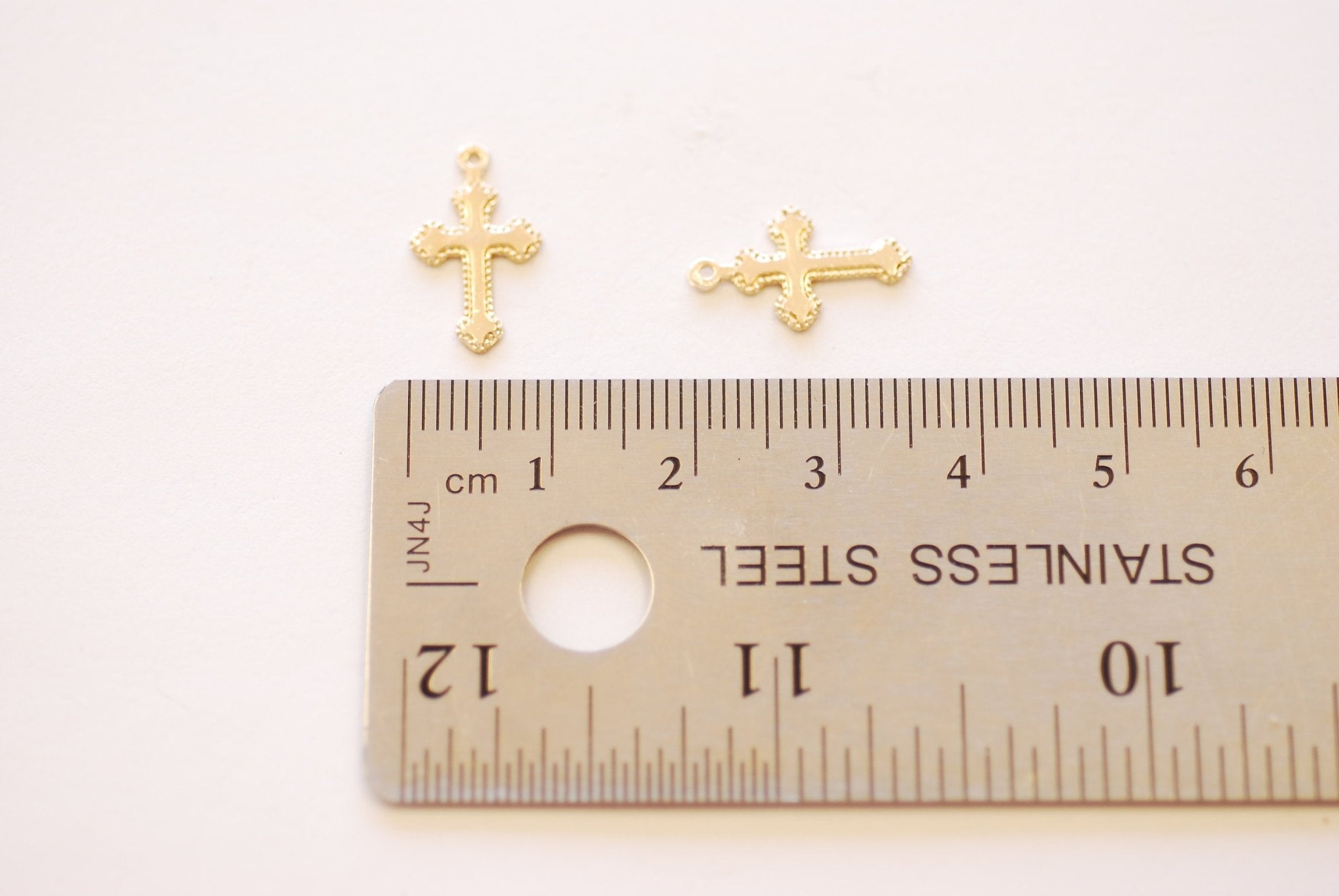 2 pieces 14k Gold Filled Ornate Cross Charm - Gold Filled Rosary Christian Catholic Jesus Small Cross Faith Rope Cross Blank - HarperCrown