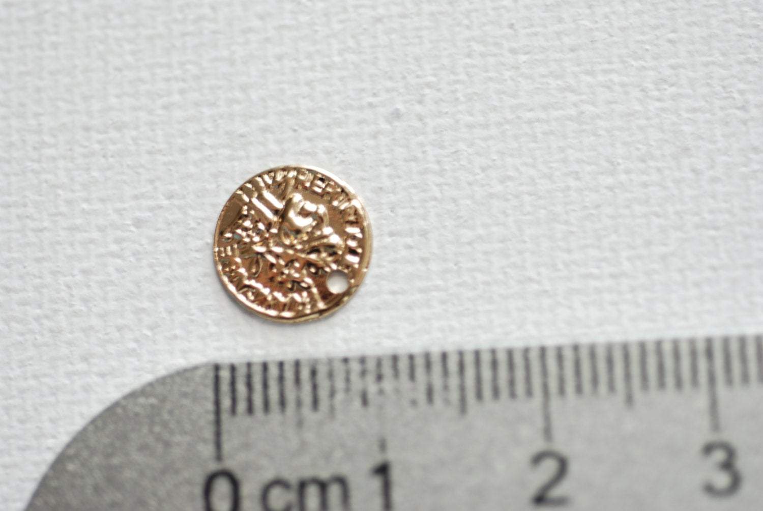 22k gold Coin Charm, Gold Discs, Textured Discs, Greek Coin Pendant, Earring Necklace Findings, Greek Spanish Coins, Ancient Coins, E145 - HarperCrown