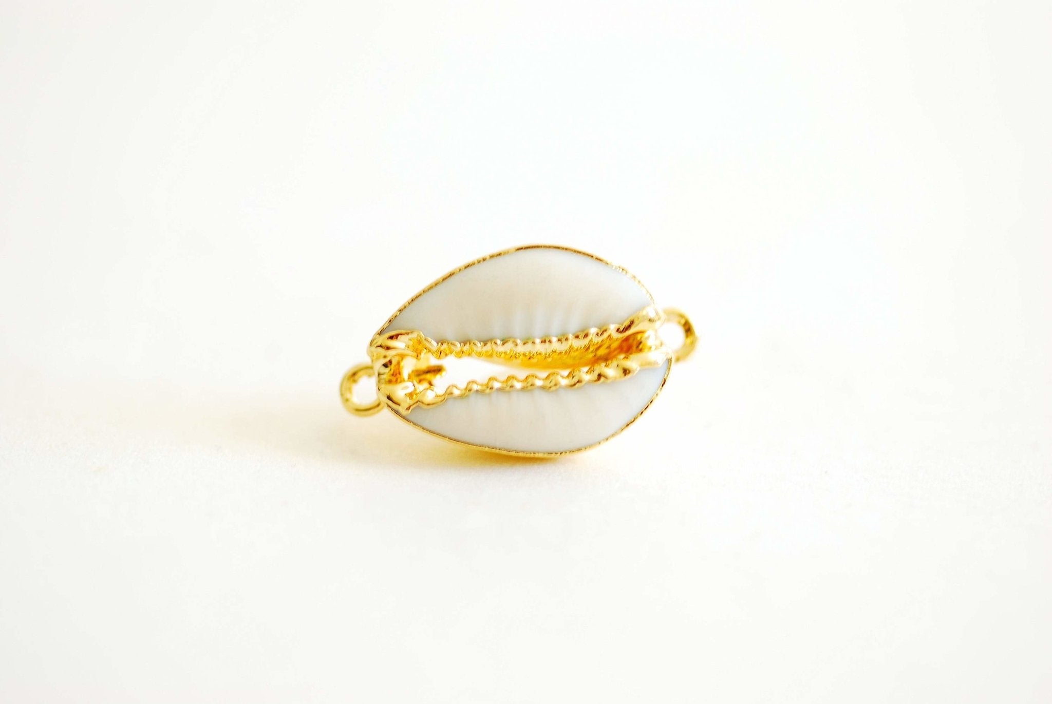 24k Gold Real Natural Cowrie Connector Shell, Natural gold dipped shell pendant, Gold Cowrie shell pendant charm, Cut Cowrie Shell Beads - HarperCrown