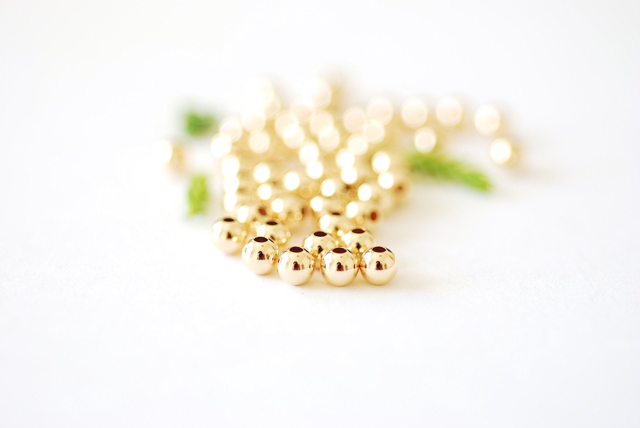 25 pcs Gold Filled 3mm 4mm 5mm Round Beads 1.5mm hole spacer Beads Seamless Round Beads Beaded Bracelet Jewelry Making - HarperCrown