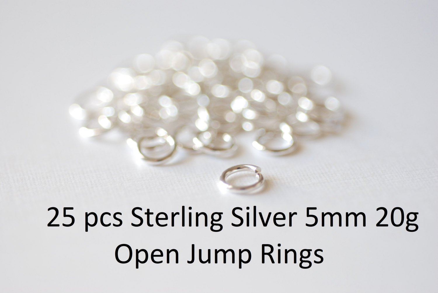 25 pcs Sterling Silver 5mm 22 gauge Open Jump Rings, 25 pcs Bulk Jumprings, 925 Sterling Silver - HarperCrown