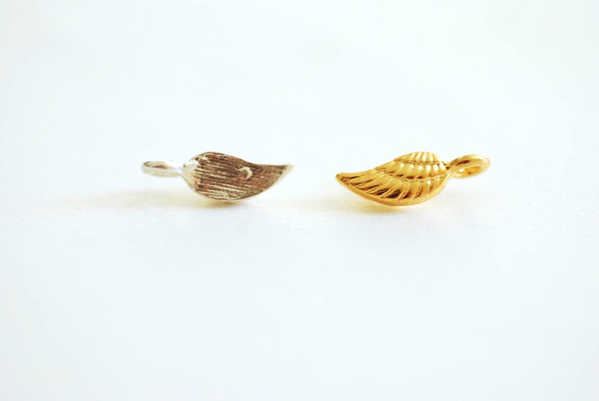 Angel Wing Charm, Vermeil Gold-Plated 925 Sterling Silver, 16mm x 15mm, Tiny Feather Charm, Angel Feather