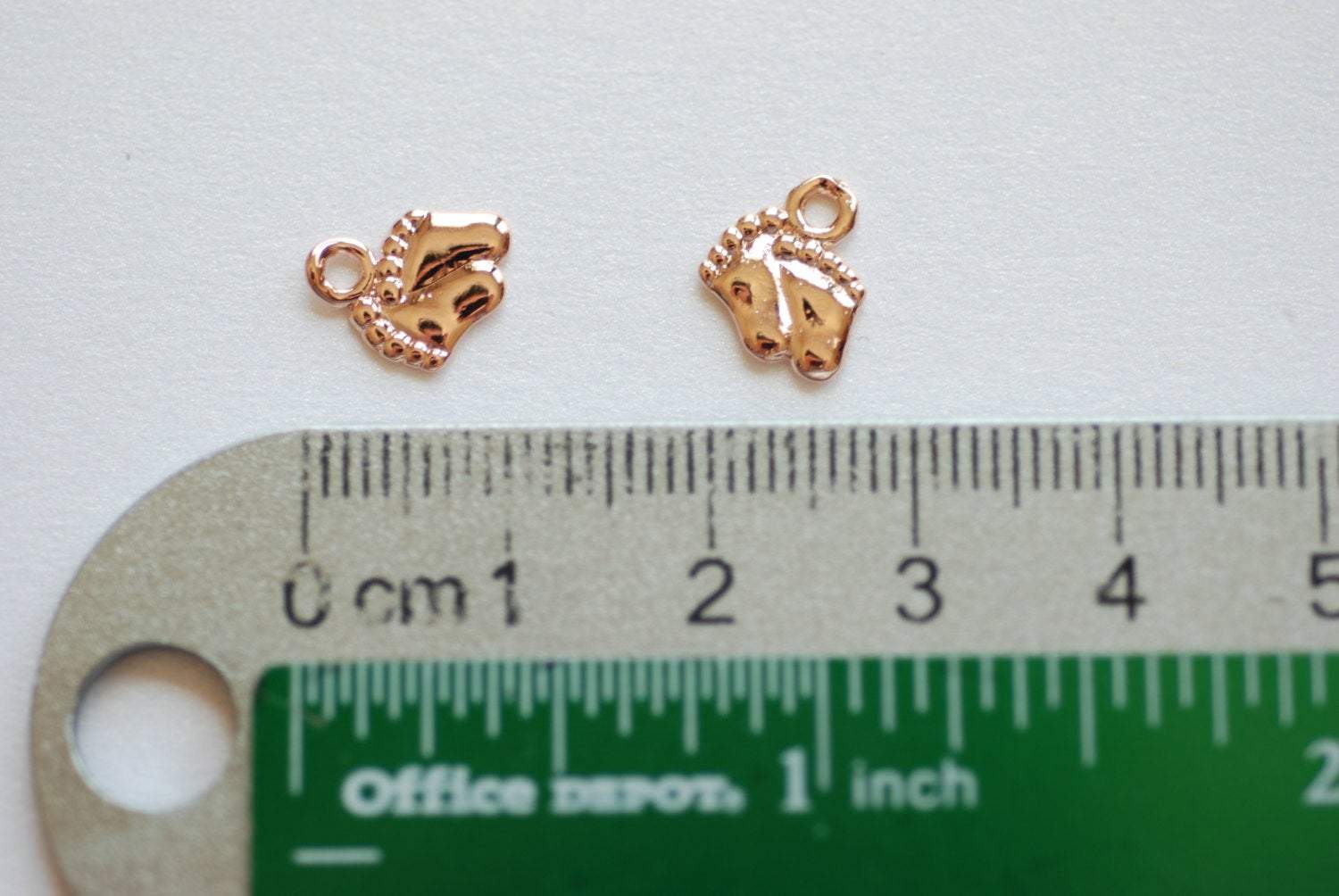 Vermeil Rose Gold Baby Foot Print Charms- 18k gold plated over sterling Silver, Small baby feet charms, Baby Feet Imprint Pendant