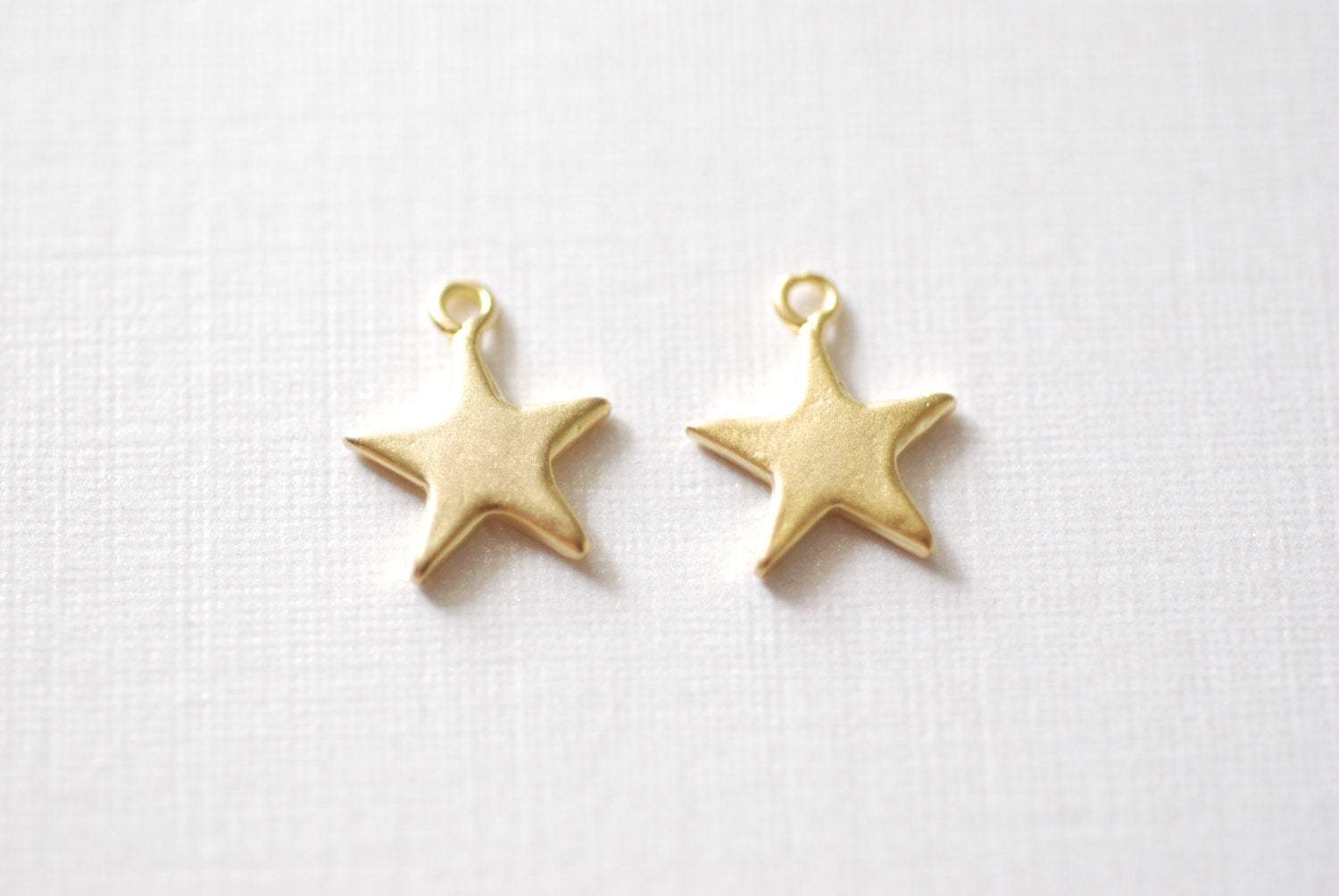 Matte Wholesale Gold Vermeil Star Blank Charm- 22k gold plated Sterling Silver Star Charm, Small Gold Star Blanks, Pentagon Charm, Beads, 181