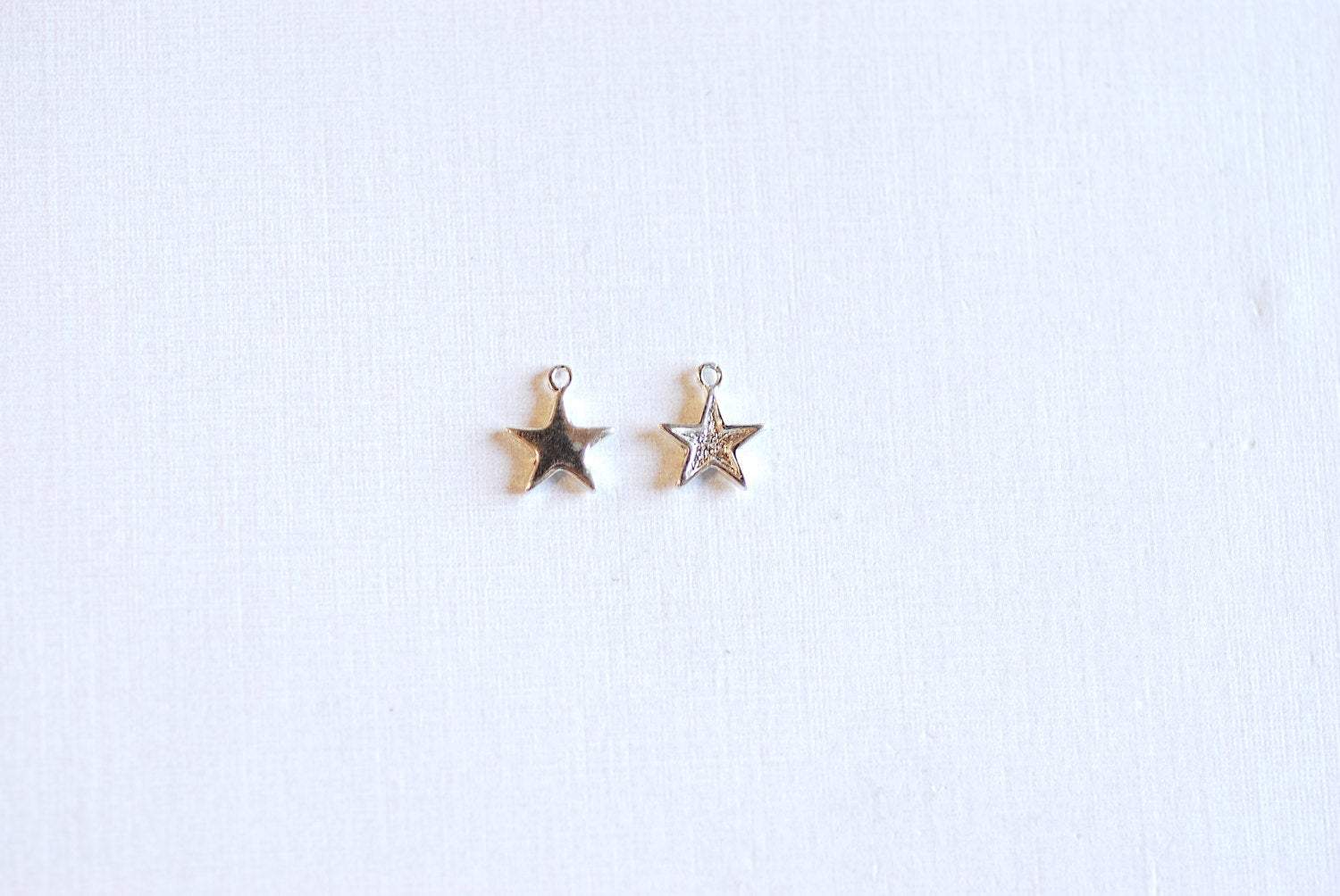 Matte Wholesale Gold Vermeil Star Blank Charm- 22k gold plated Sterling Silver Star Charm, Small Gold Star Blanks, Pentagon Charm, Beads, 181