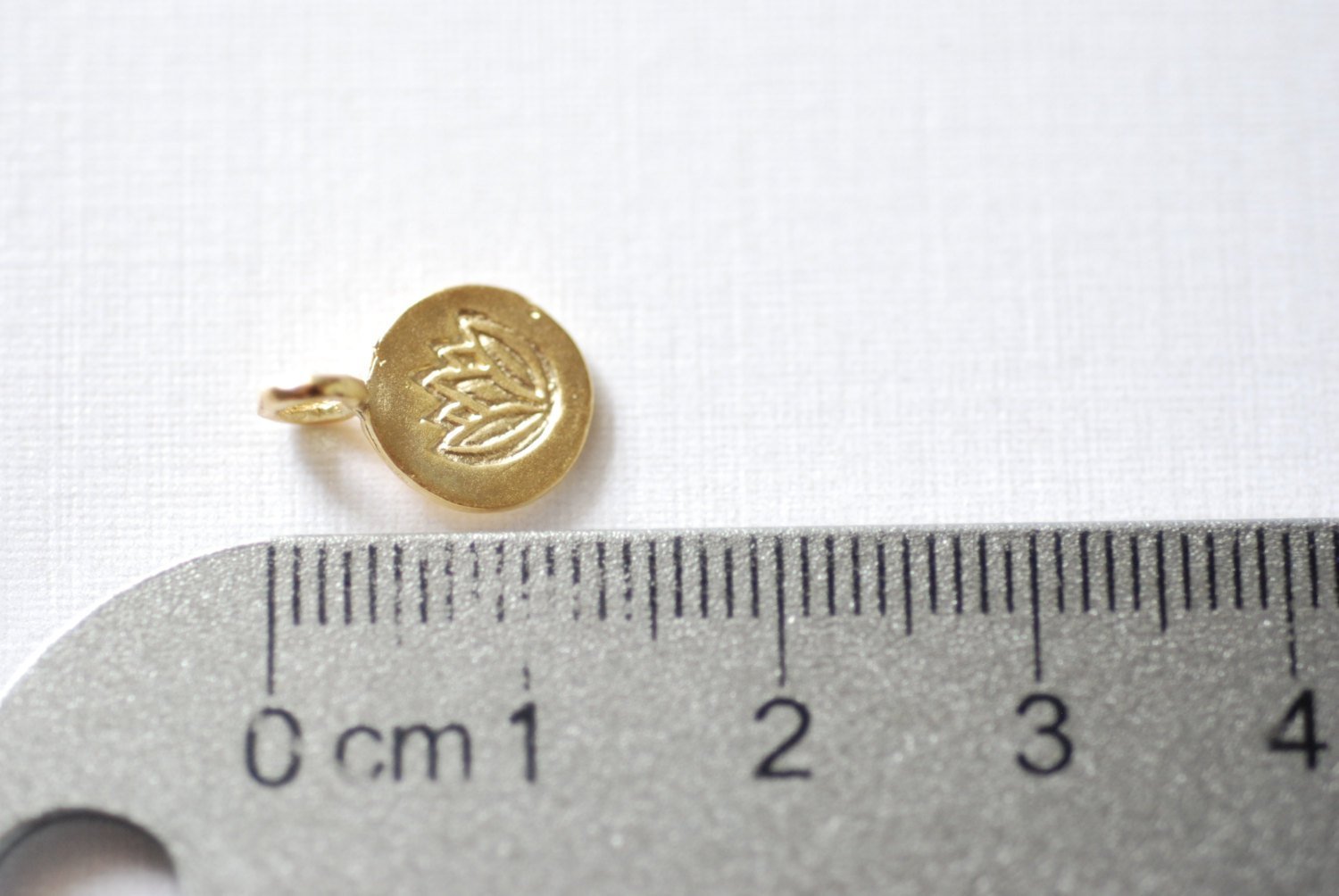 Matte Wholesale Vermeil Gold Lotus Flower Disc Charm- 18k gold plated over Sterling Silver Water Lily Round Disc, Yoga Charm, Ohm Om Disc, 36