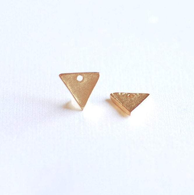 Matte Vermeil Gold Triangle- 18k gold over 925 sterling silver triangle charm, vermeil triangle blanks charms, Gold Chevron blanks, 221