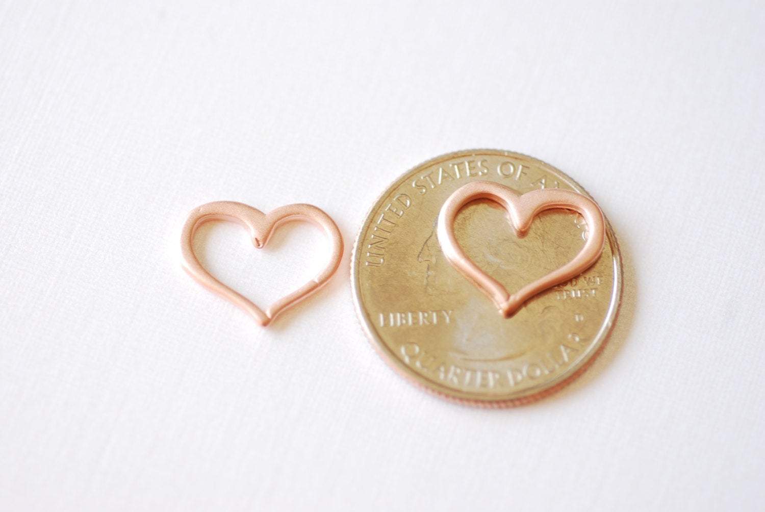 Matte Wholesale Vermeil Rose Gold Open Heart Connector- 18k gold plated over Sterling Silver Heart Charm Pendant, Pink Gold Heart, Heart Link, 84