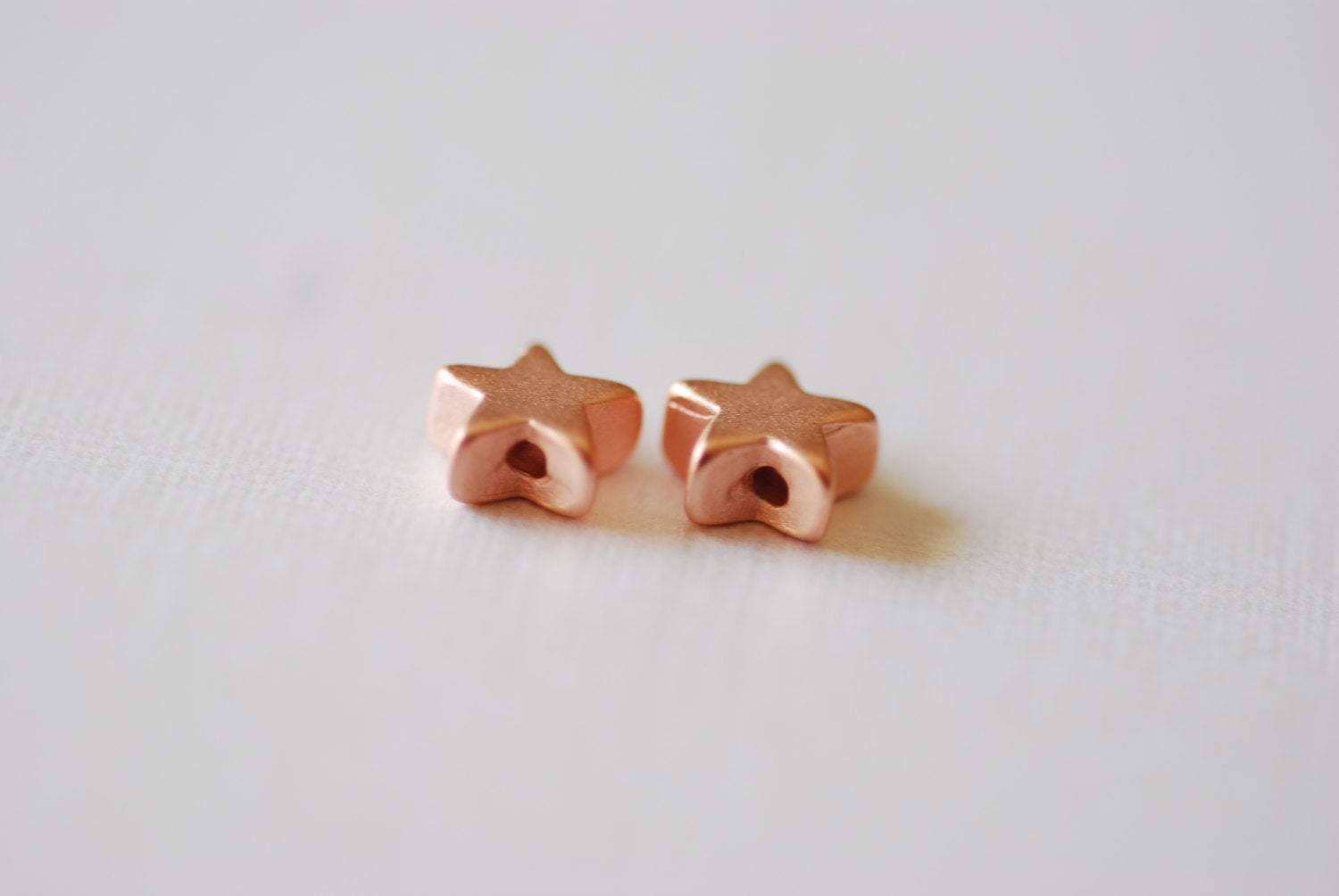 Matte Vermeil Rose Gold Tiny Star Beads - 18k gold plated over sterling silver, small little star charms, Gold Star Beads, Connector,28