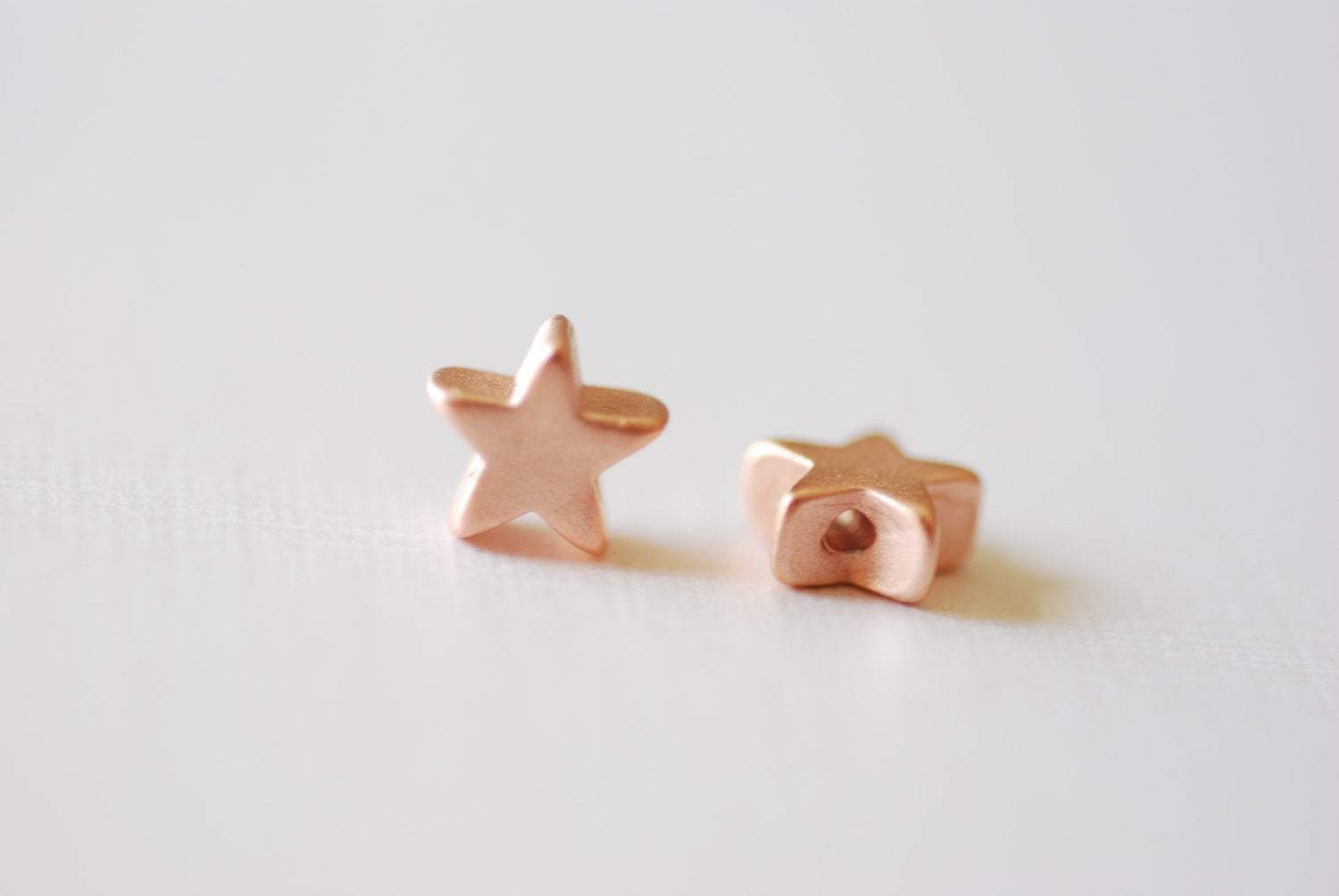 Matte Vermeil Rose Gold Tiny Star Beads - 18k gold plated over sterling silver, small little star charms, Gold Star Beads, Connector,28