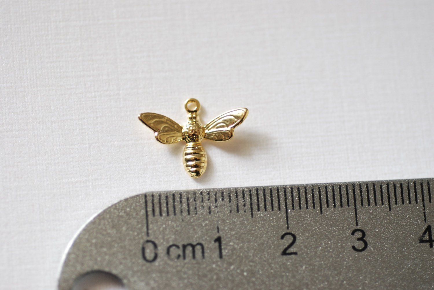 Bee Charm, Gold-Plated Vermeil, 16mm x 12mm, Honeybee Bumblebee Insect Charm, Jewelry Making Charms