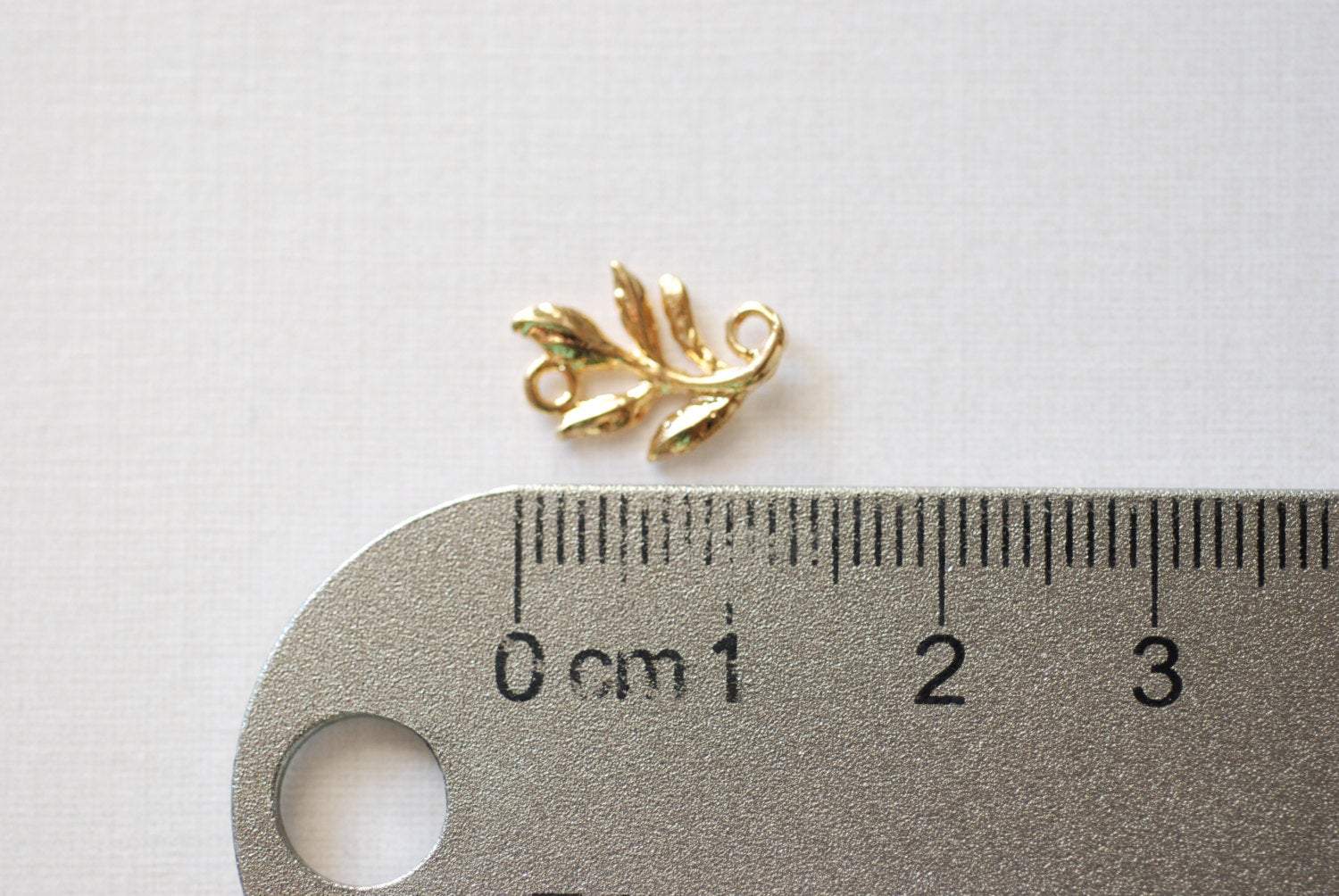 Shiny Wholesale Vermeil Gold Fern Leaf Charm Connector -18k gold plated over sterling silver, Vermeil Gold Flower Leaf Charm Connector