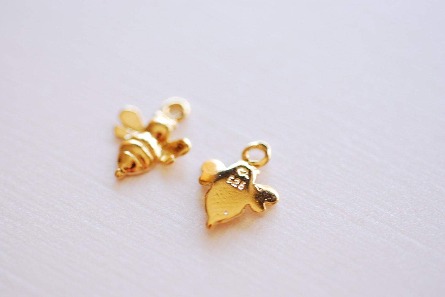 Shiny Wholesale Vermeil Gold Honey Bee Charm- 925 Sterling Silver Dipped in 18k gold, Gold Bumble bee Charm, Bee Charm, Honey Bee Pendant, 257