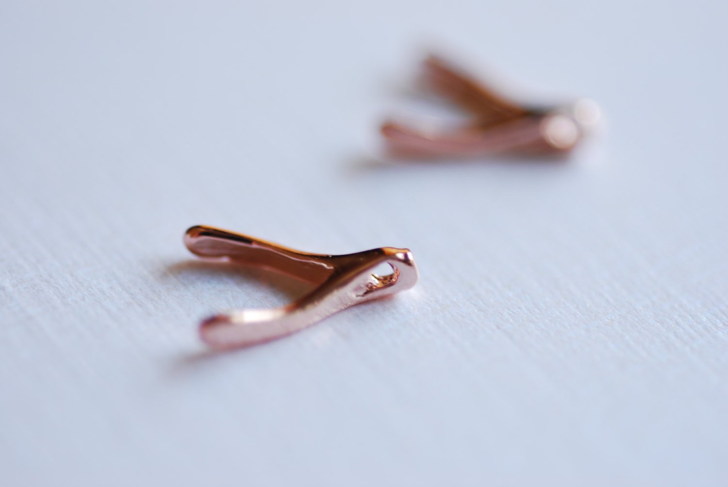 2pcs Shiny Vermeil Rose gold Small wishbone charm- 18k gold plated over sterling silver wishbone charm, Rose Gold Wishbone charm Pendant, 19 - HarperCrown