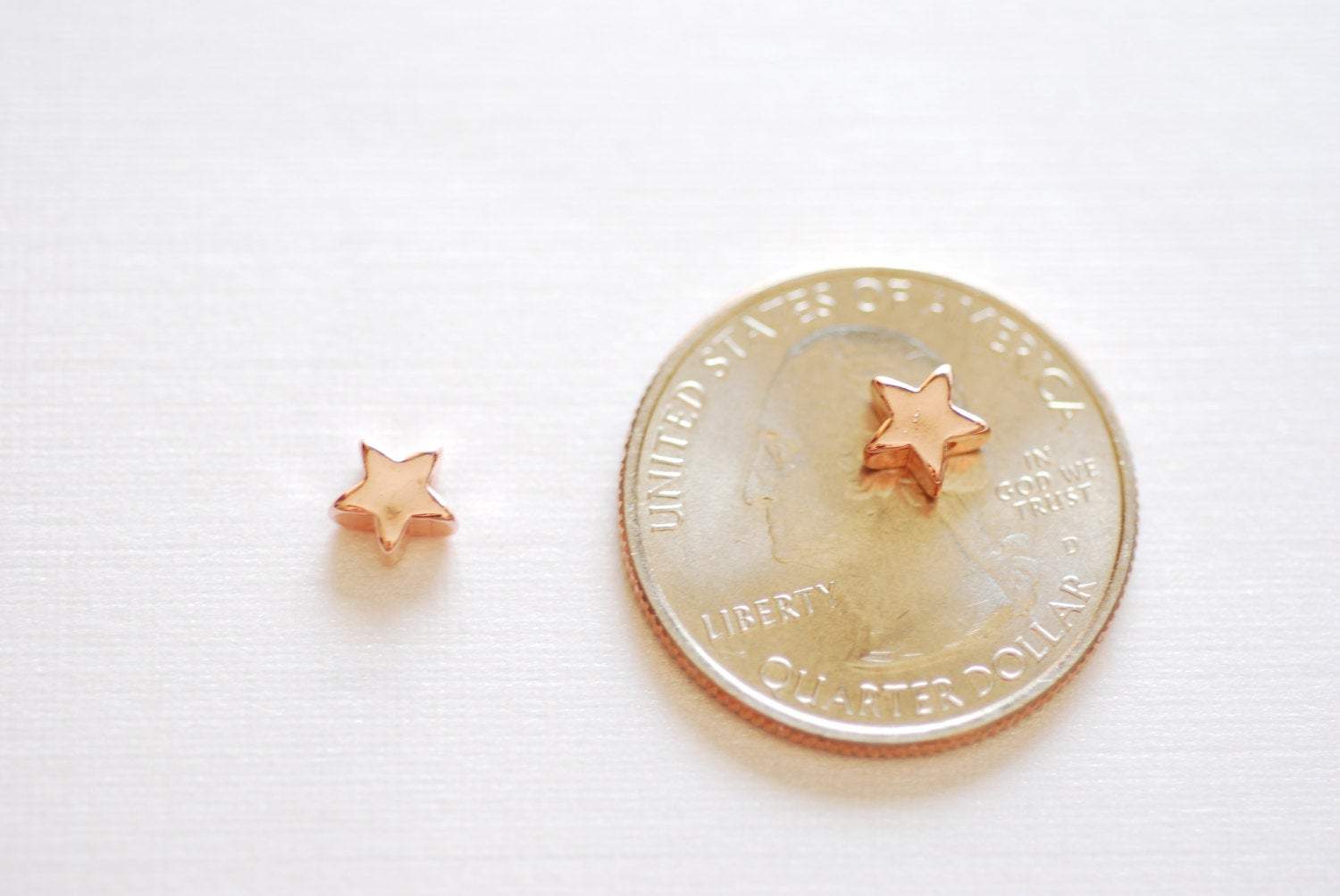 2pcs Shiny Vermeil Rose Gold Tiny Star Beads - 18k gold plated over sterling silver, small little star charms, Gold Star Beads, Connector,28 - HarperCrown