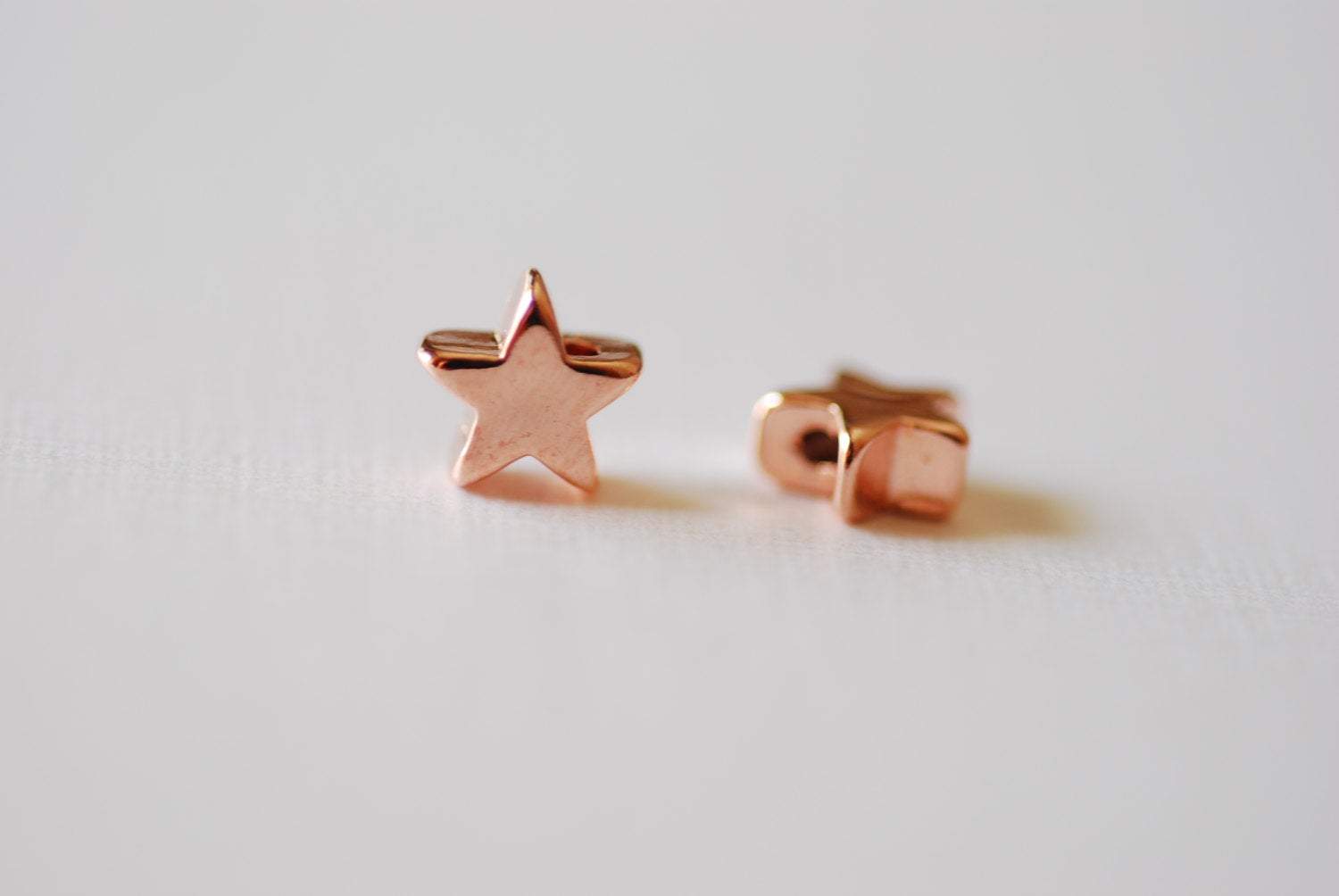 2pcs Shiny Vermeil Rose Gold Tiny Star Beads - 18k gold plated over sterling silver, small little star charms, Gold Star Beads, Connector,28 - HarperCrown