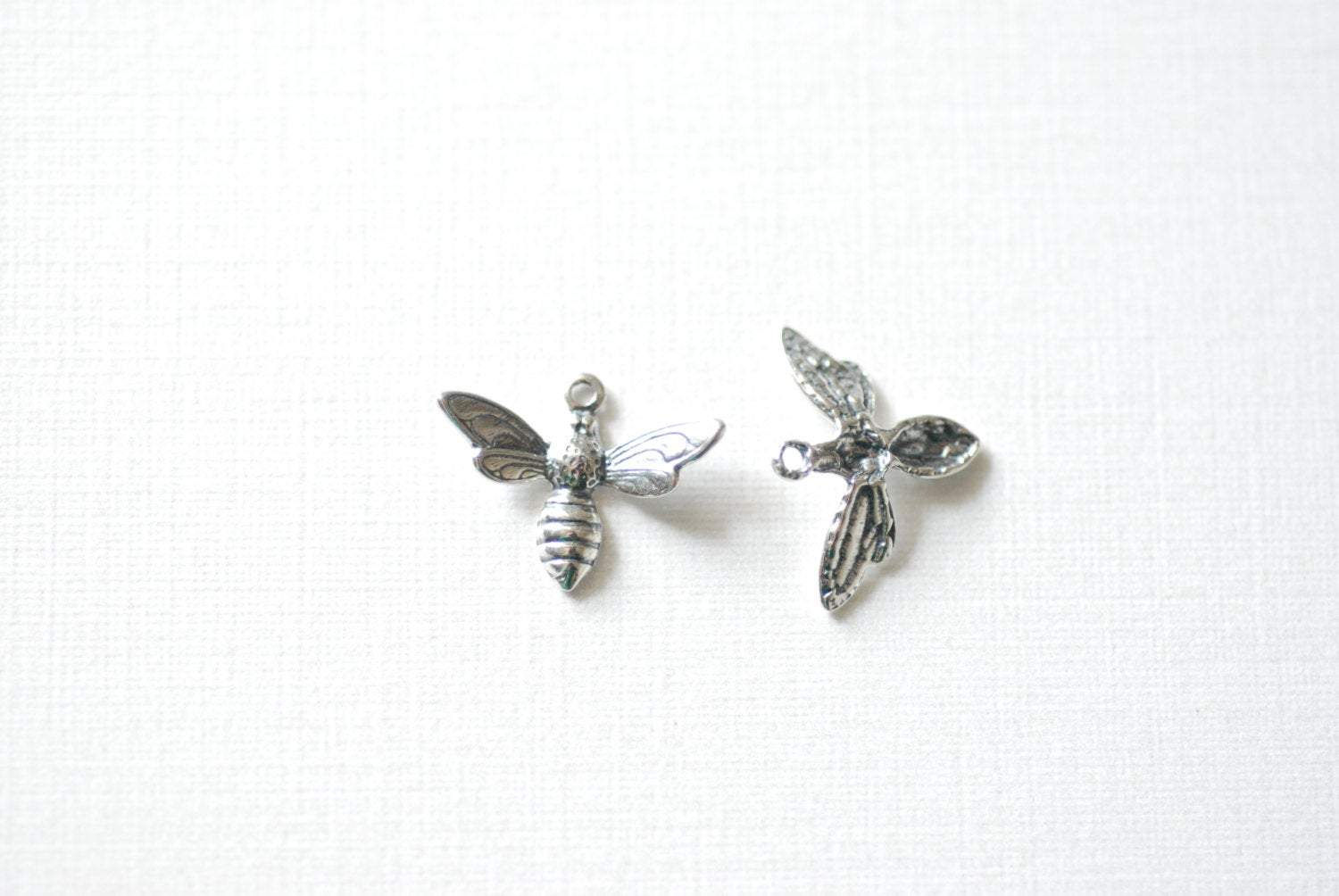 2pcs Sterling Silver Bumble Bee Charm - 925 sterling silver bee charm, Silver bumble bee charm, silver honey bee charm, Bee Pendant, 18 - HarperCrown