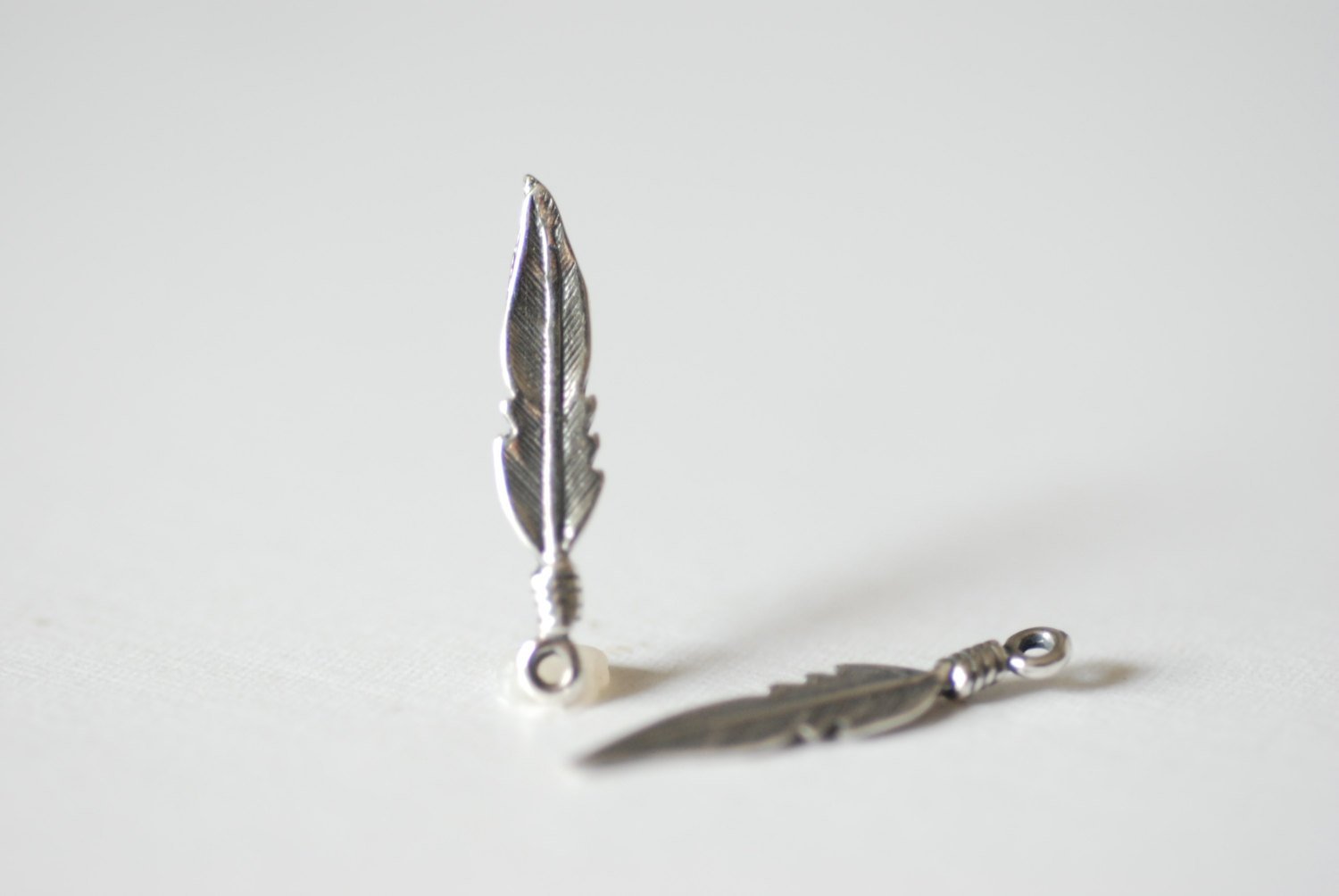 2pcs Sterling Silver feather charm, 925 silver feather charm, small feather, Sterling Silver Bird Feather Charm, Tribal Bird Feather Charm - HarperCrown