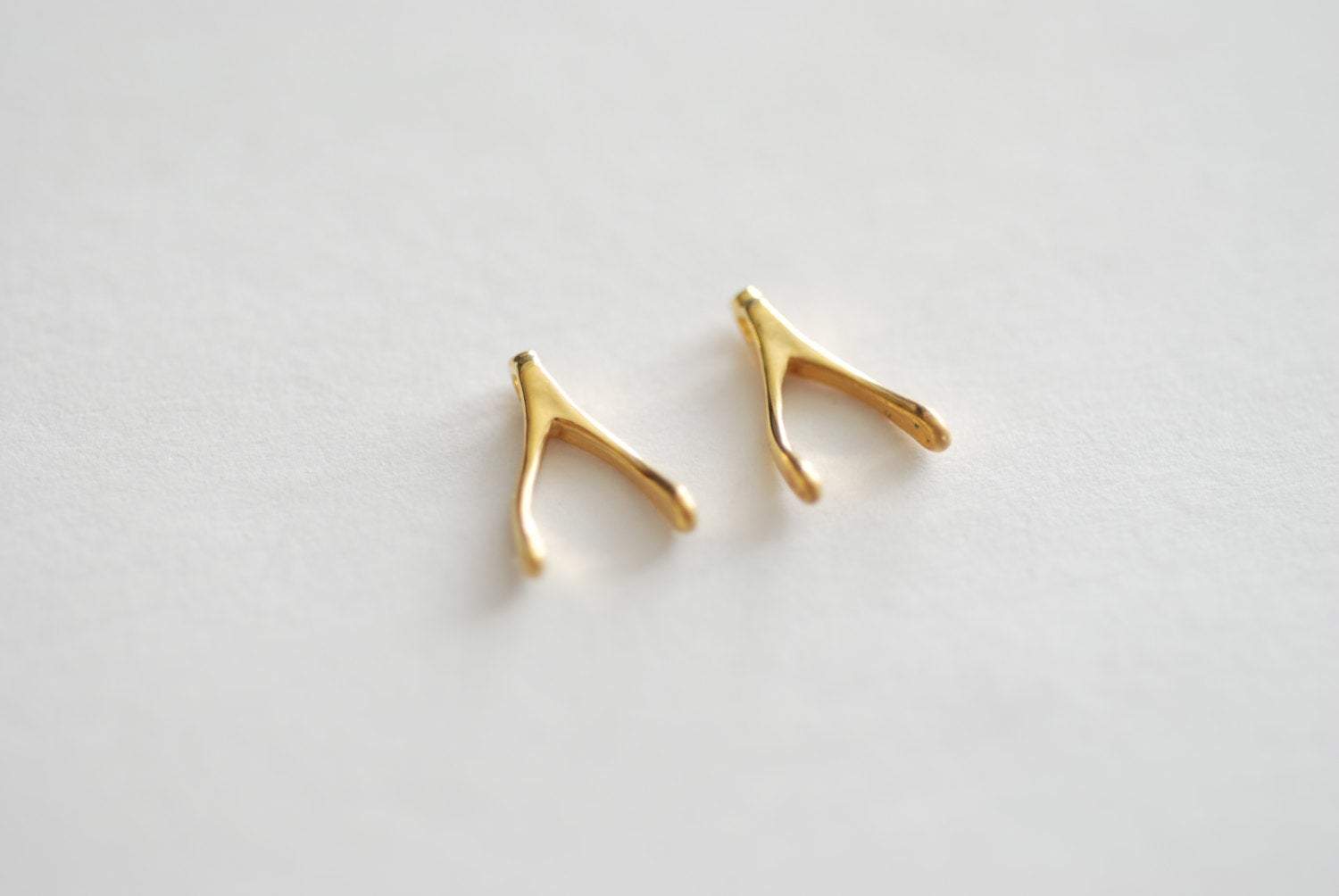 2pcs vermeil gold tiny wishbone charm- 18k gold plated over sterling silver wishbone charm, Gold Wishbone charm, Vermeil Charms Wholesale,19 - HarperCrown