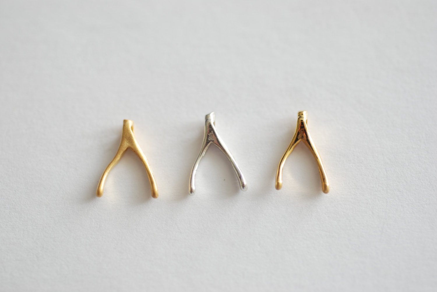 2pcs vermeil gold tiny wishbone charm- 18k gold plated over sterling silver wishbone charm, Gold Wishbone charm, Vermeil Charms Wholesale,19 - HarperCrown