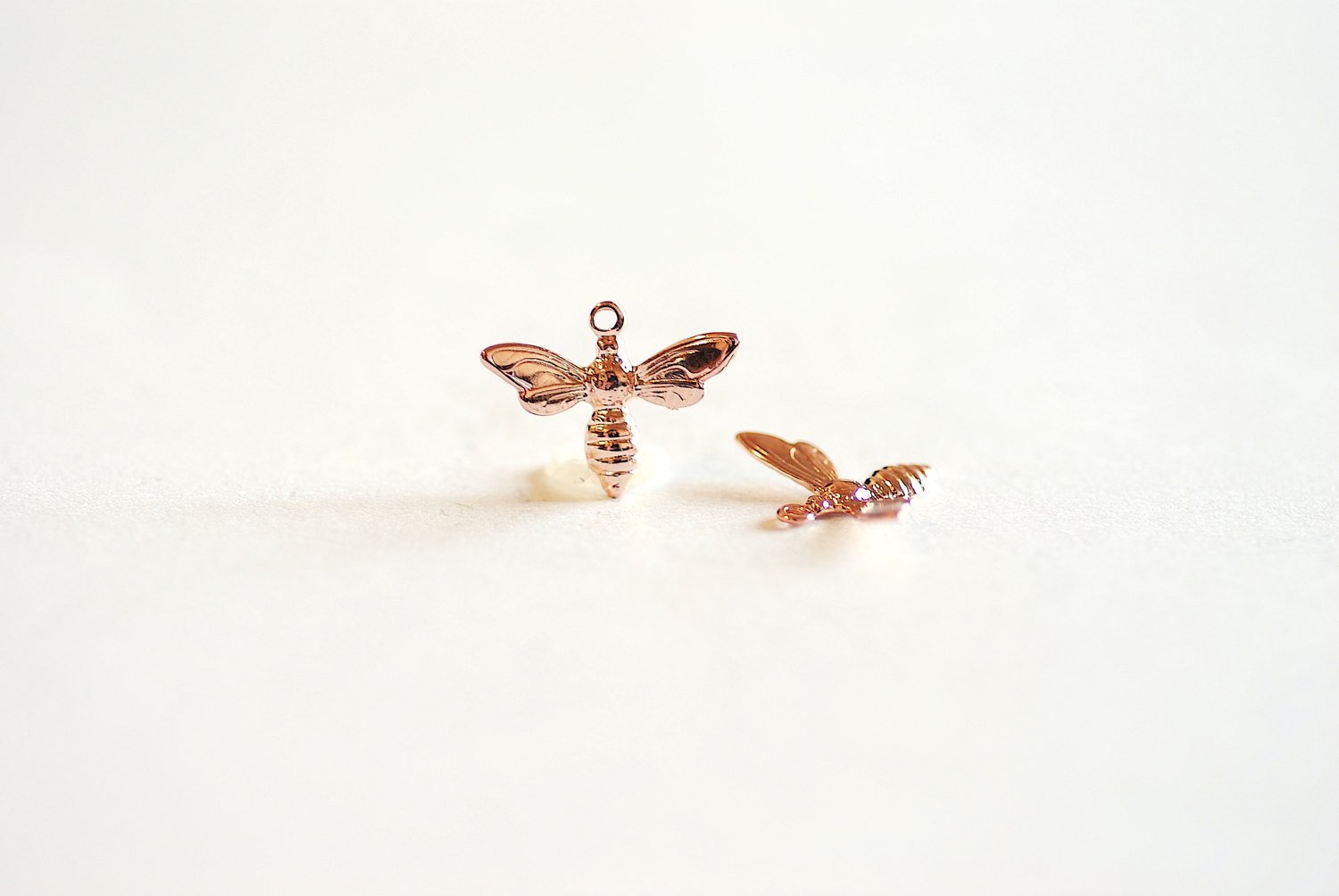 2pcs Vermeil Rose Gold Bee Charm- 18k gold plated over Sterling Silver, Bumblebee charm, Honey Bee Charm, Insect Charm, Gold Bee Pendant, 18 - HarperCrown