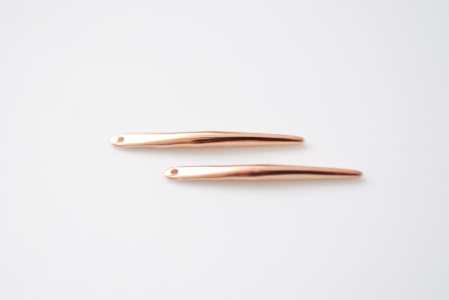 2pcs Vermeil Rose Gold Small Skinny Needle Spike Pendant - Vermeil pink gold plated over sterling silver, rose gold long skinny needle, 40 - HarperCrown