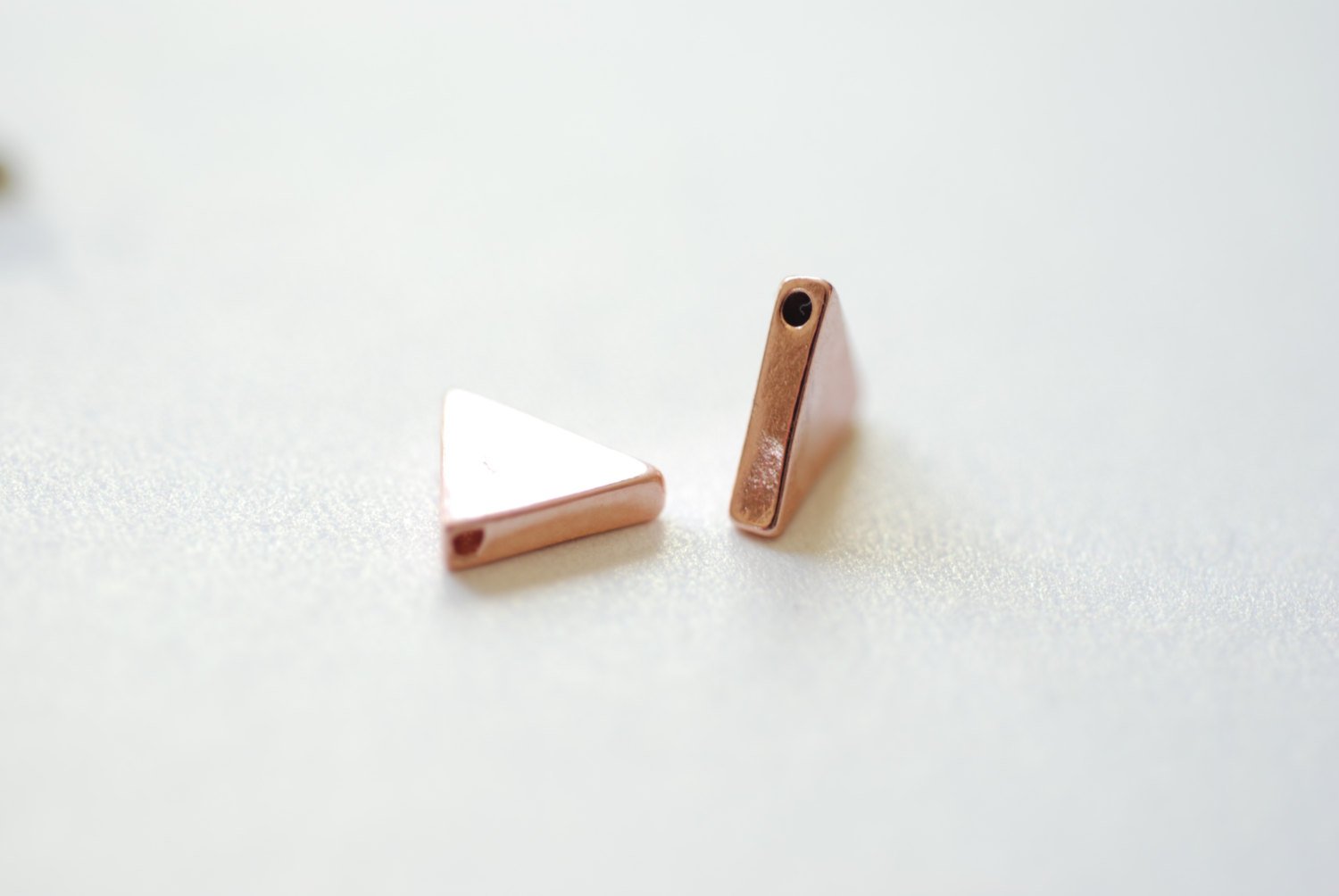 2pcs Vermeil Rose Gold Triangle Connector- 18k gold plated Sterling Silver, holes drilled side to side, Vermeil Rose Gold Triangle Beads - HarperCrown