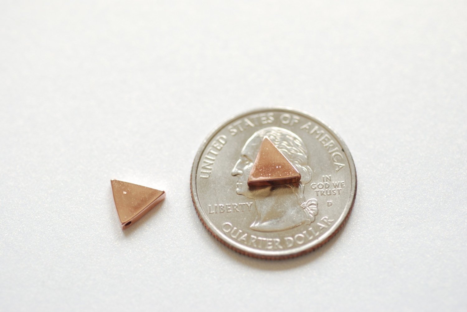 2pcs Vermeil Rose Gold Triangle Connector- 18k gold plated Sterling Silver, holes drilled side to side, Vermeil Rose Gold Triangle Beads - HarperCrown