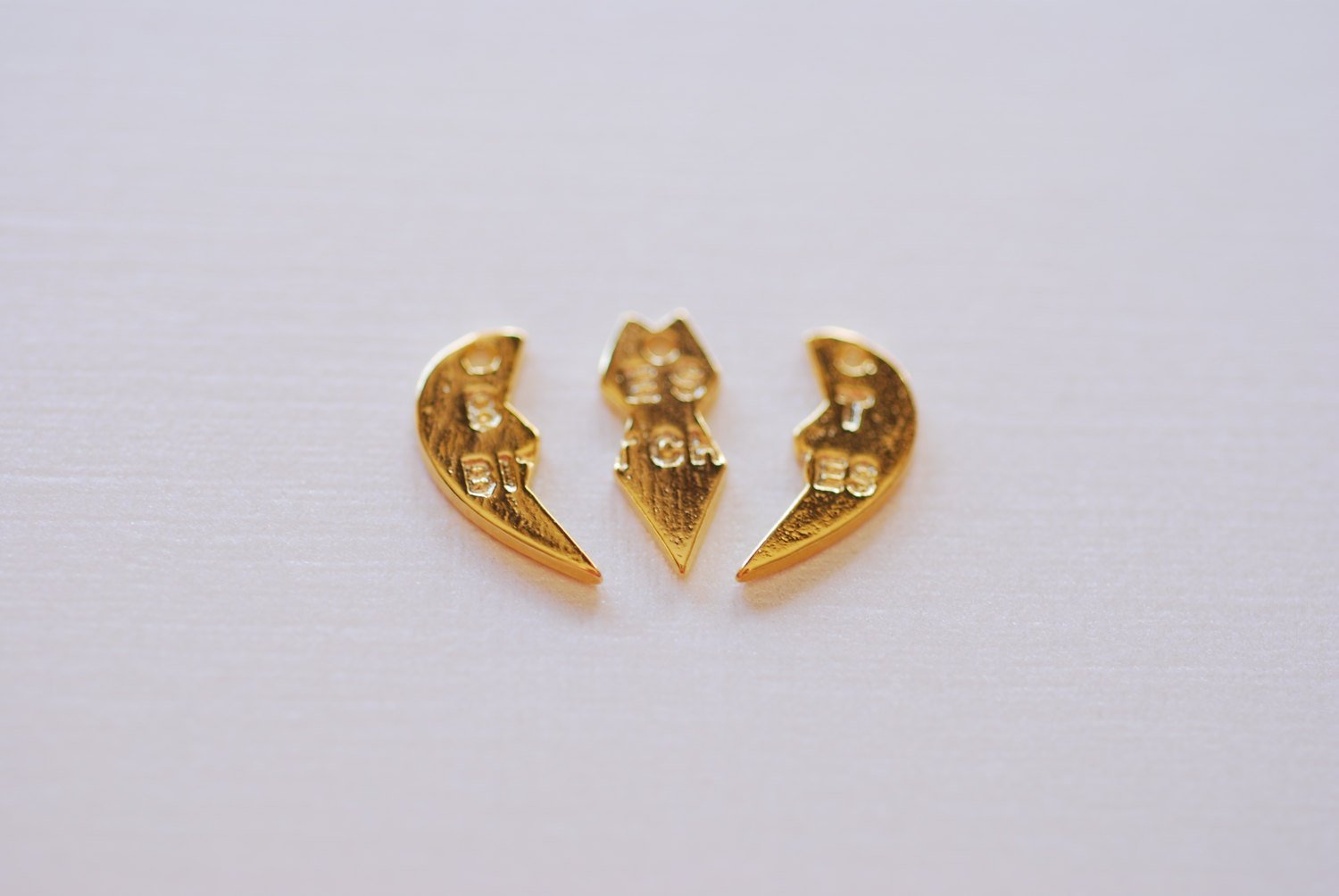 3pc Set Vermeil Gold Best Bitches Charm Pendant- 18k gold plated 925 Silver Best Friends Charm, Best Bitches, Broken Heart Puzzle Charm, 259 - HarperCrown