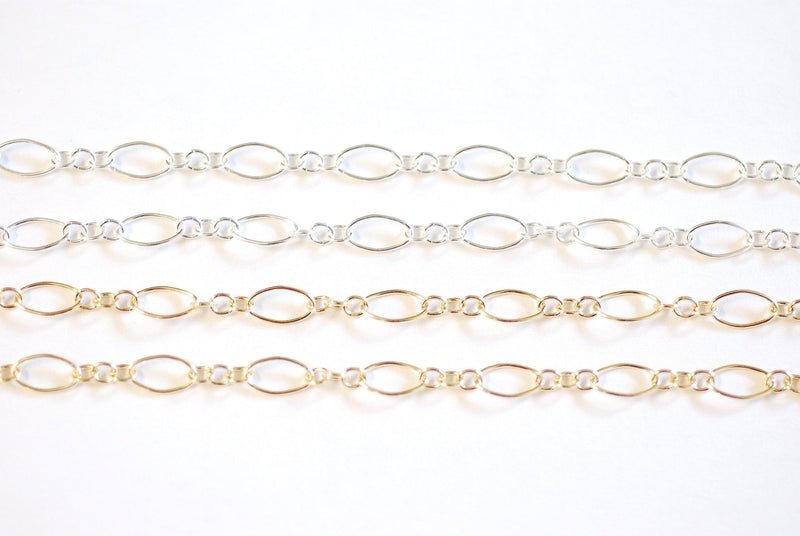 4mm 14k Gold Filled or Sterling Silver Long and Short Oval Chain -  Permanent Jewelry Chain Unfinished Chain Wholesale Bulk Findings