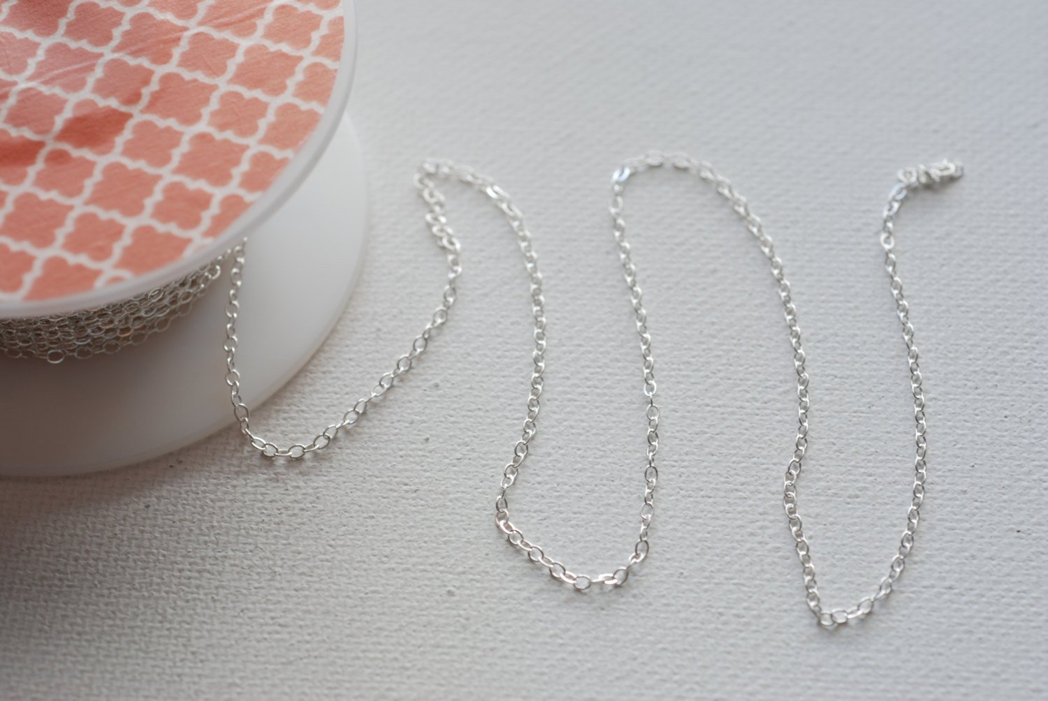 5 ft Sterling Silver Flat Cable Chain- 1.3mm, Silver Chain, Sterling Silver Chain, Wholesale Sterling Silver or Gold Filled Chain - HarperCrown