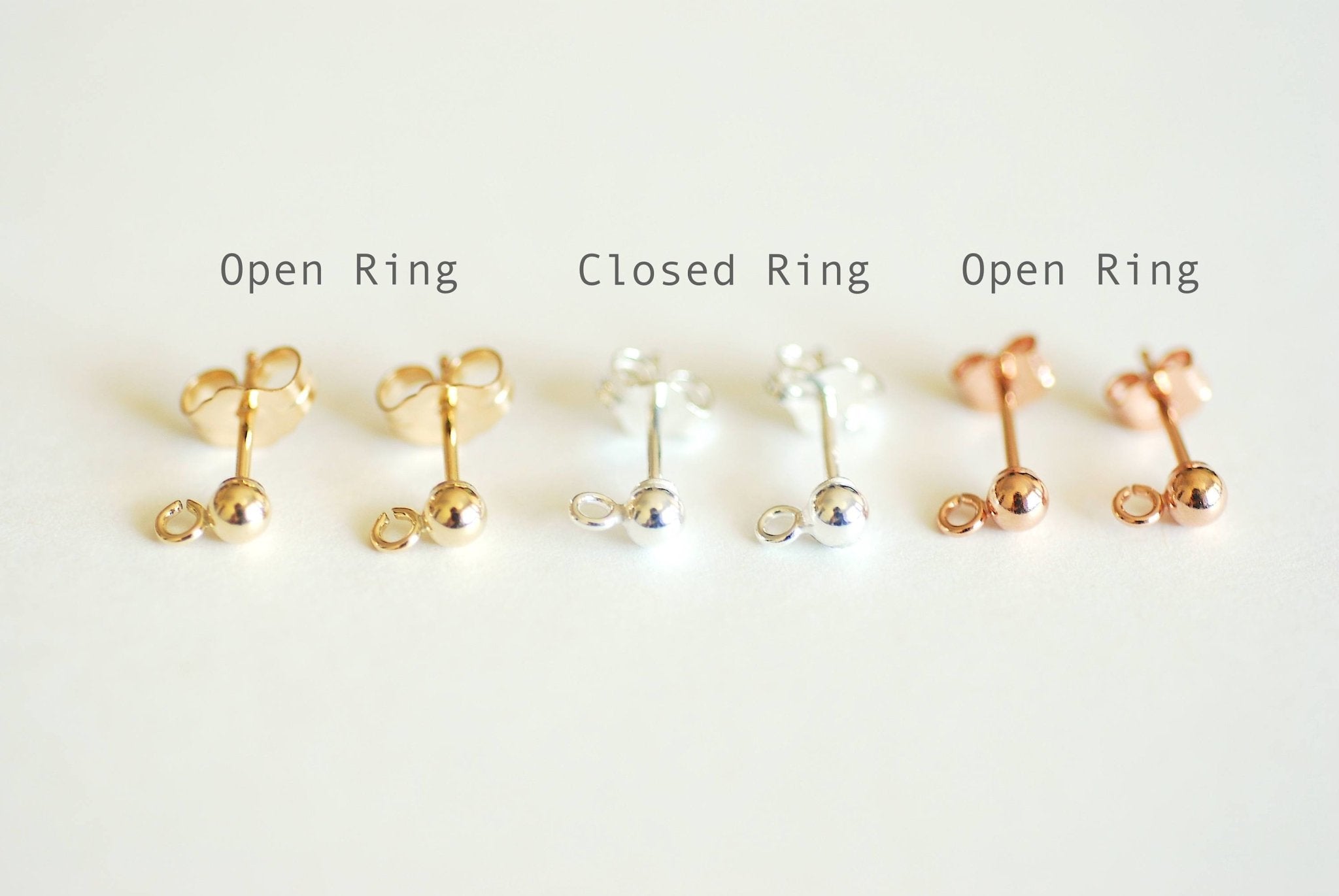 5 pairs, 14k Gold Filled Earring Findings, 14Kt Gold Filled, Ear Stud/Ball Post, 3mm ball, jump ring, Gold Fill Earrings, Gold Fill Earrings - HarperCrown